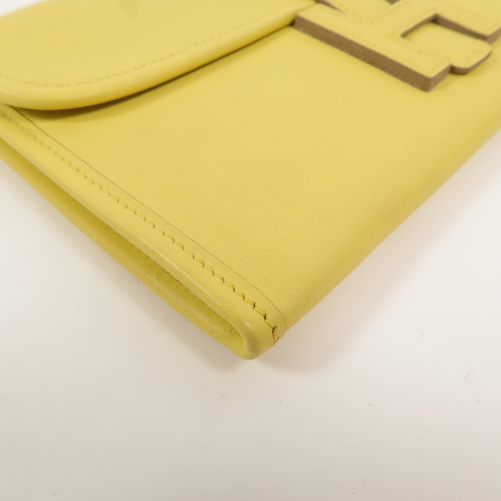 HERMES Swift皮革Jige Duo Clutch手拿包Jaune de Naples