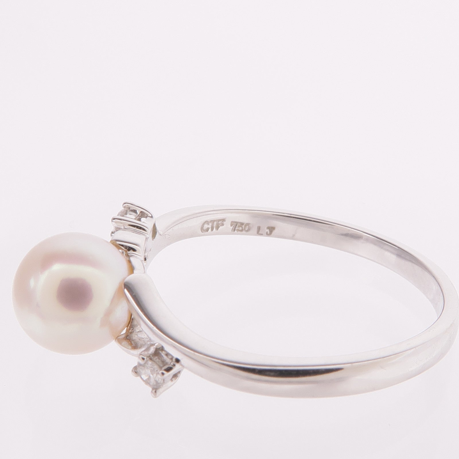 JEWELRY 【激減優惠】18K白金Pearl Diamond Ring珍珠/鑽石戒指US#6