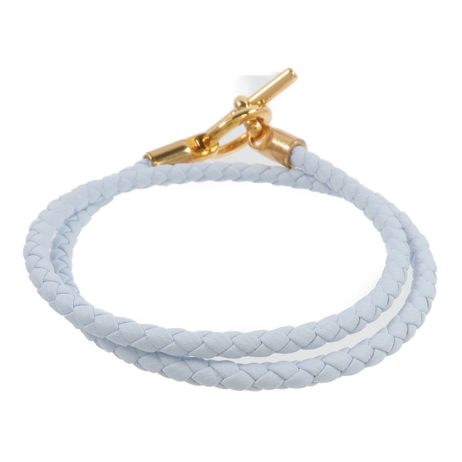 HERMES Swift皮革Glenan Double Tour Bracelet手鏈Bleu Brume