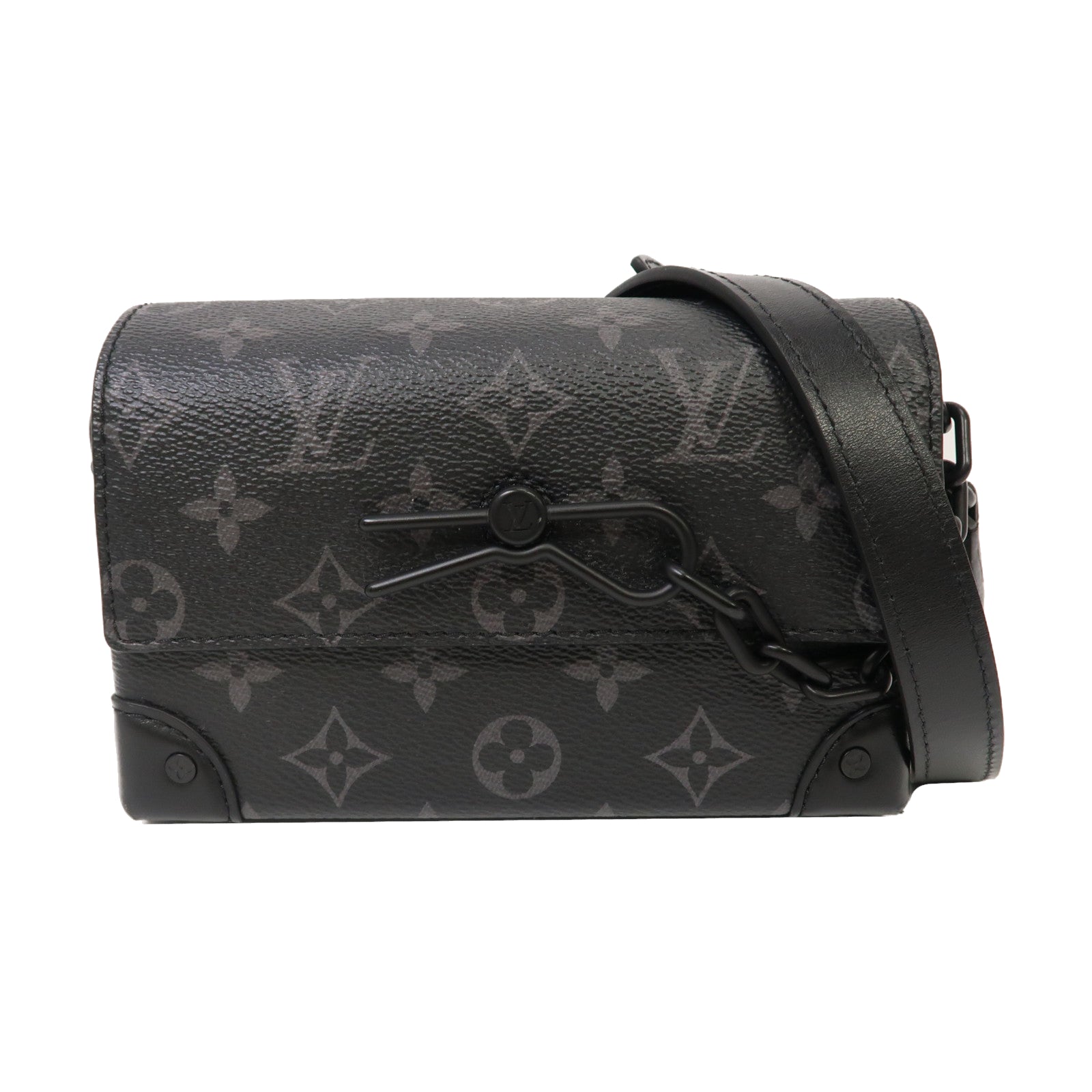 LOUIS VUITTON Monogram Eclipse Steamer肩背袋黑色