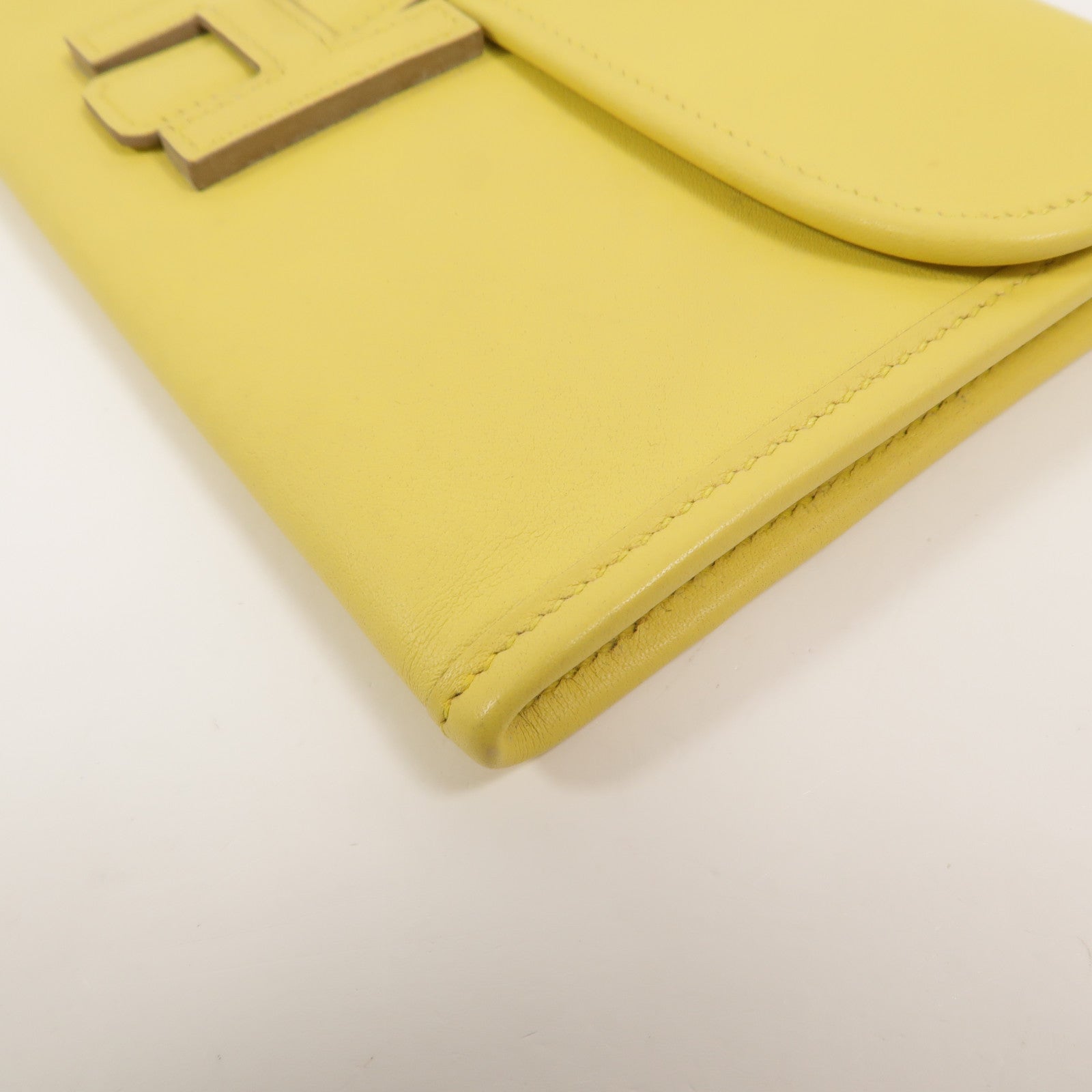 HERMES Swift皮革Jige Duo Clutch手拿包Jaune de Naples