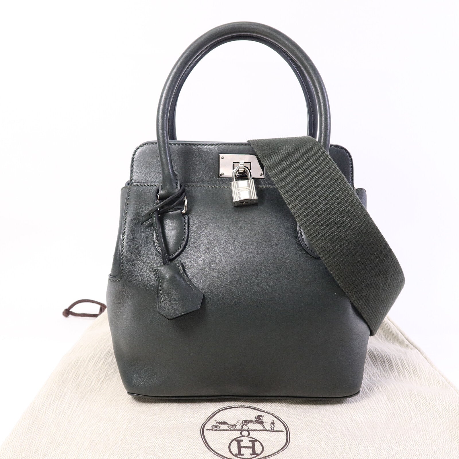 HERMES Swift皮革Toolbox 20手挽肩背兩用袋Vert Fonce