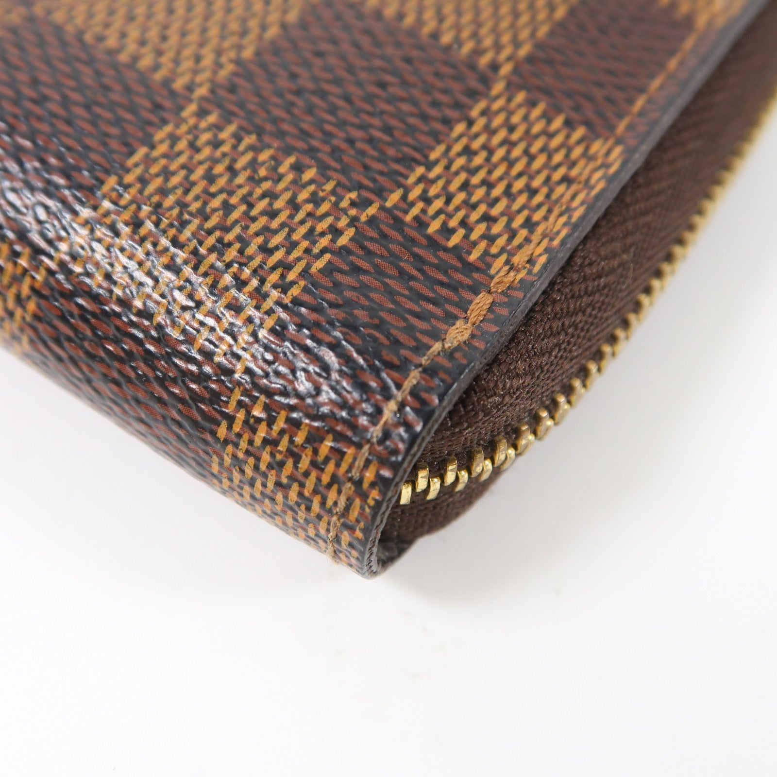 LOUIS VUITTON Damier Zipper Wallet金扣短錢包啡色