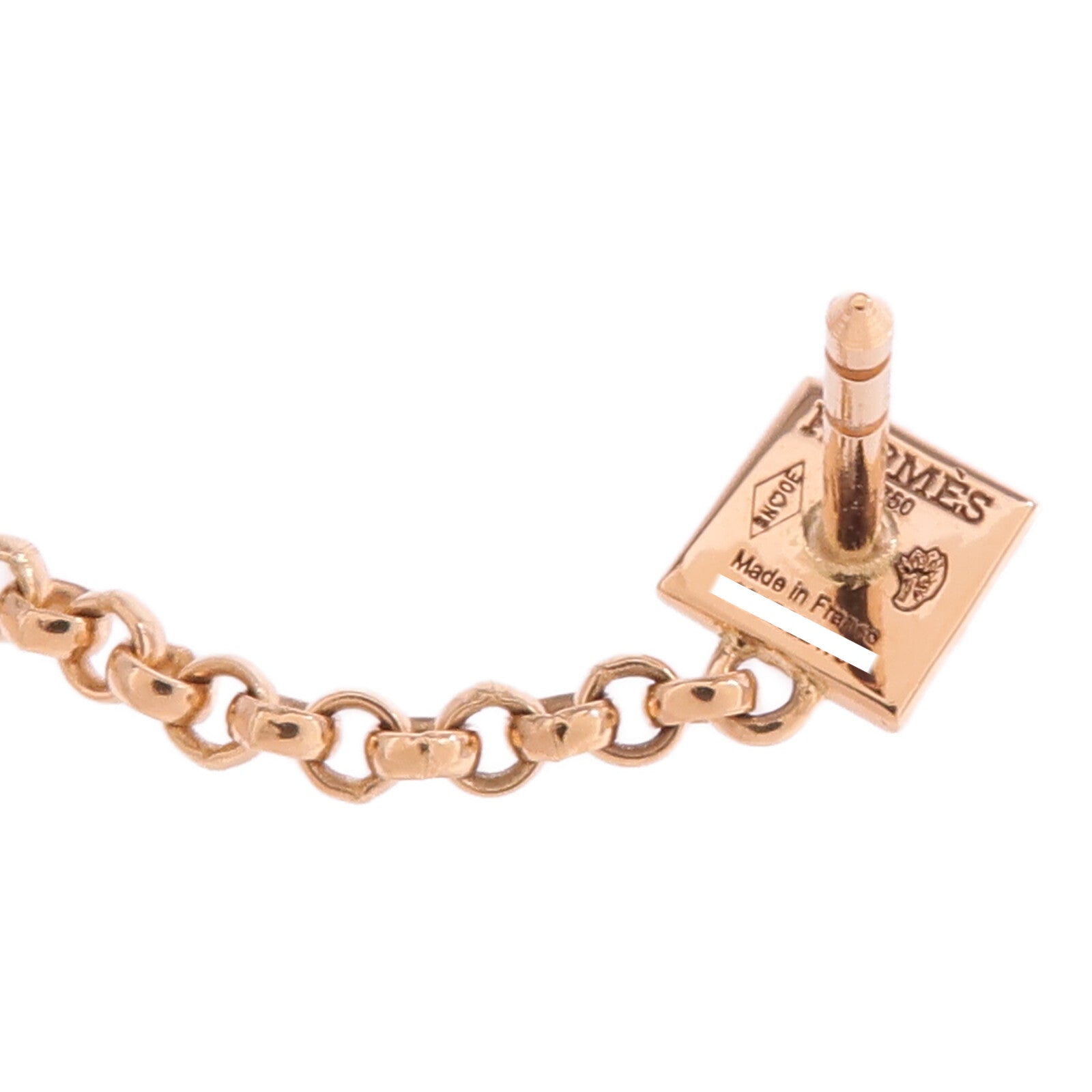 HERMES 18K玫瑰金Clou d'H dangle Earrings鑽石耳環