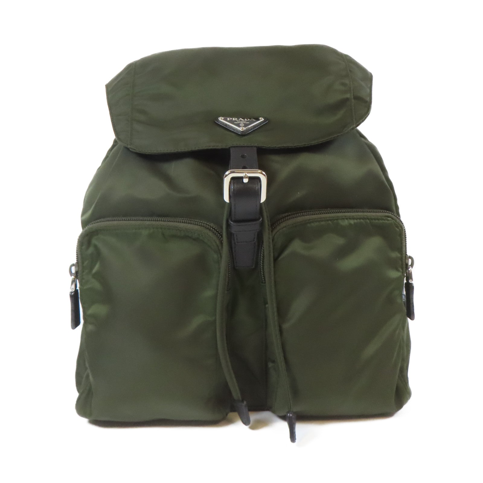 PRADA 尼龍Rucksack銀扣背包綠色