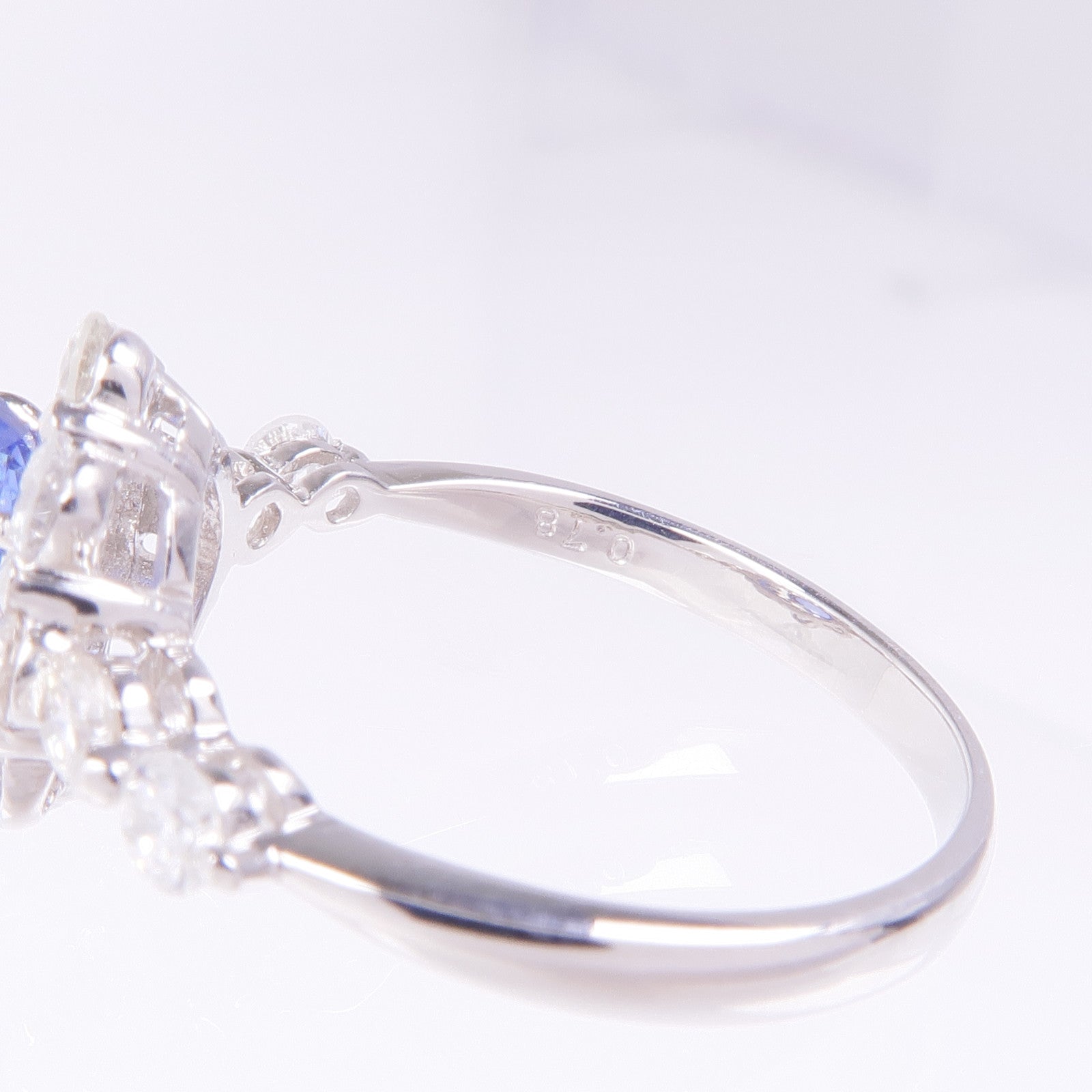 JEWELRY PT900鉑金Sapphire Diamond Ring藍寶石/鑽石戒指US#5.5