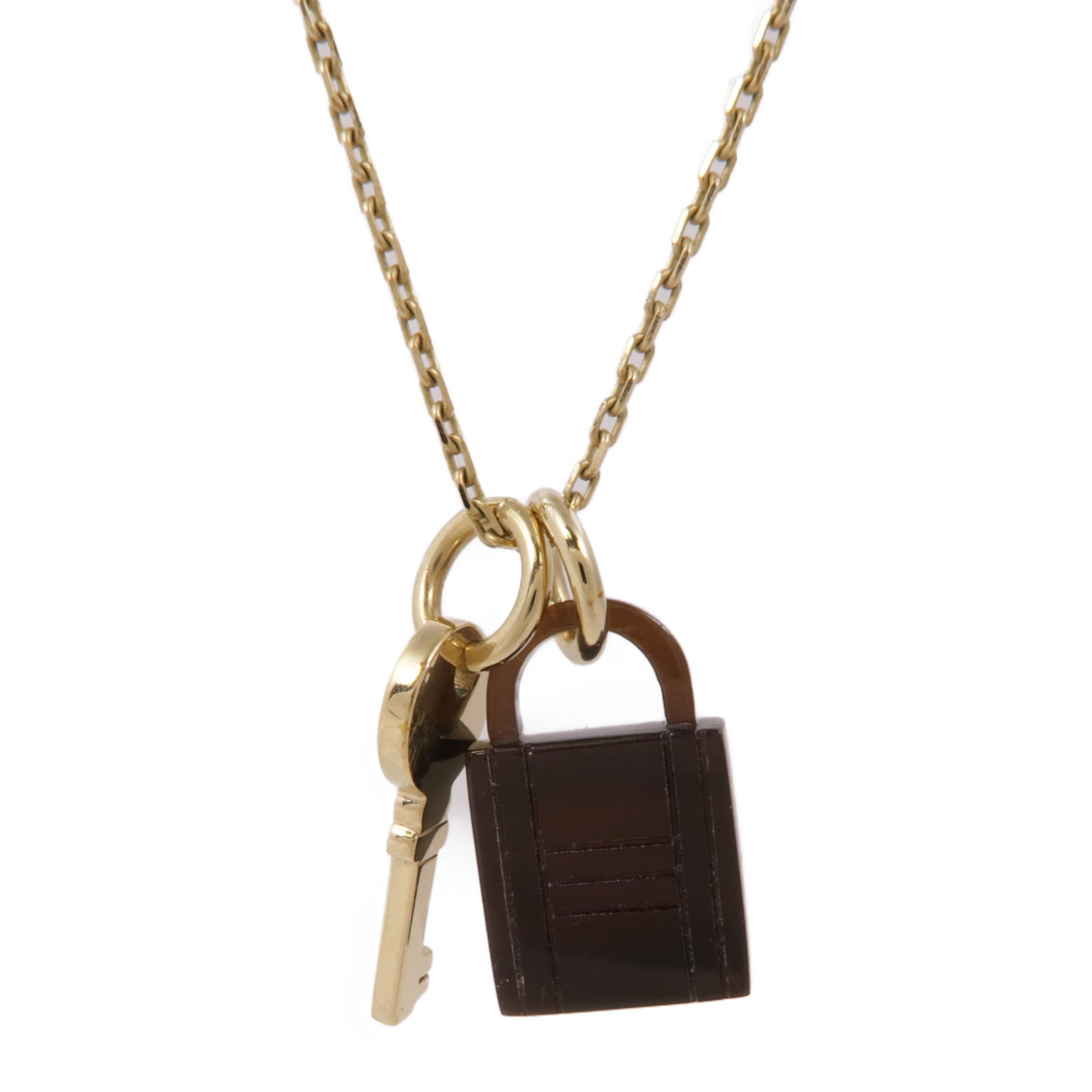 HERMES 金屬/水牛角Amulette Padlock Pendant項鍊