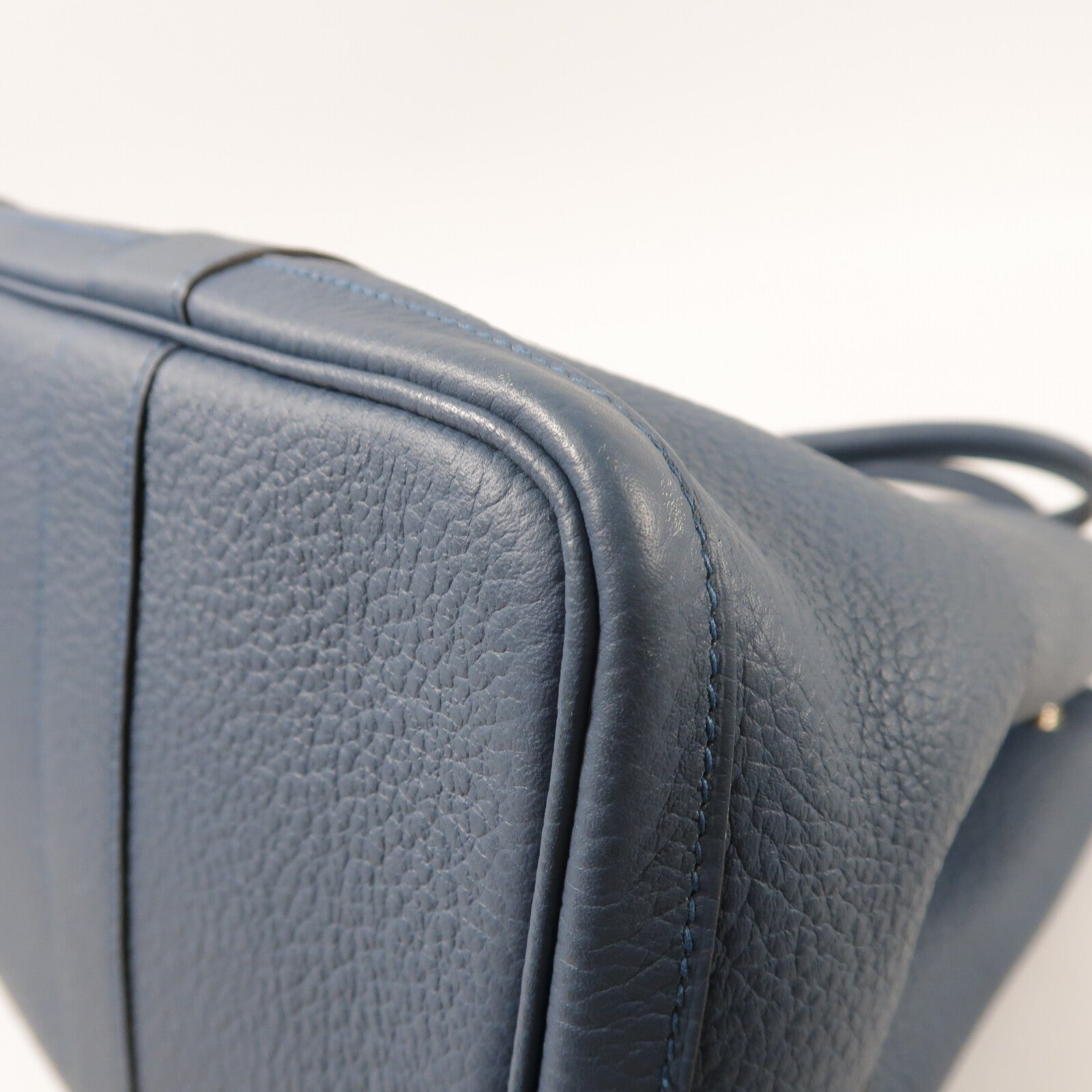 HERMES Country皮革Garden Party PM銀扣手挽袋Azure Blue