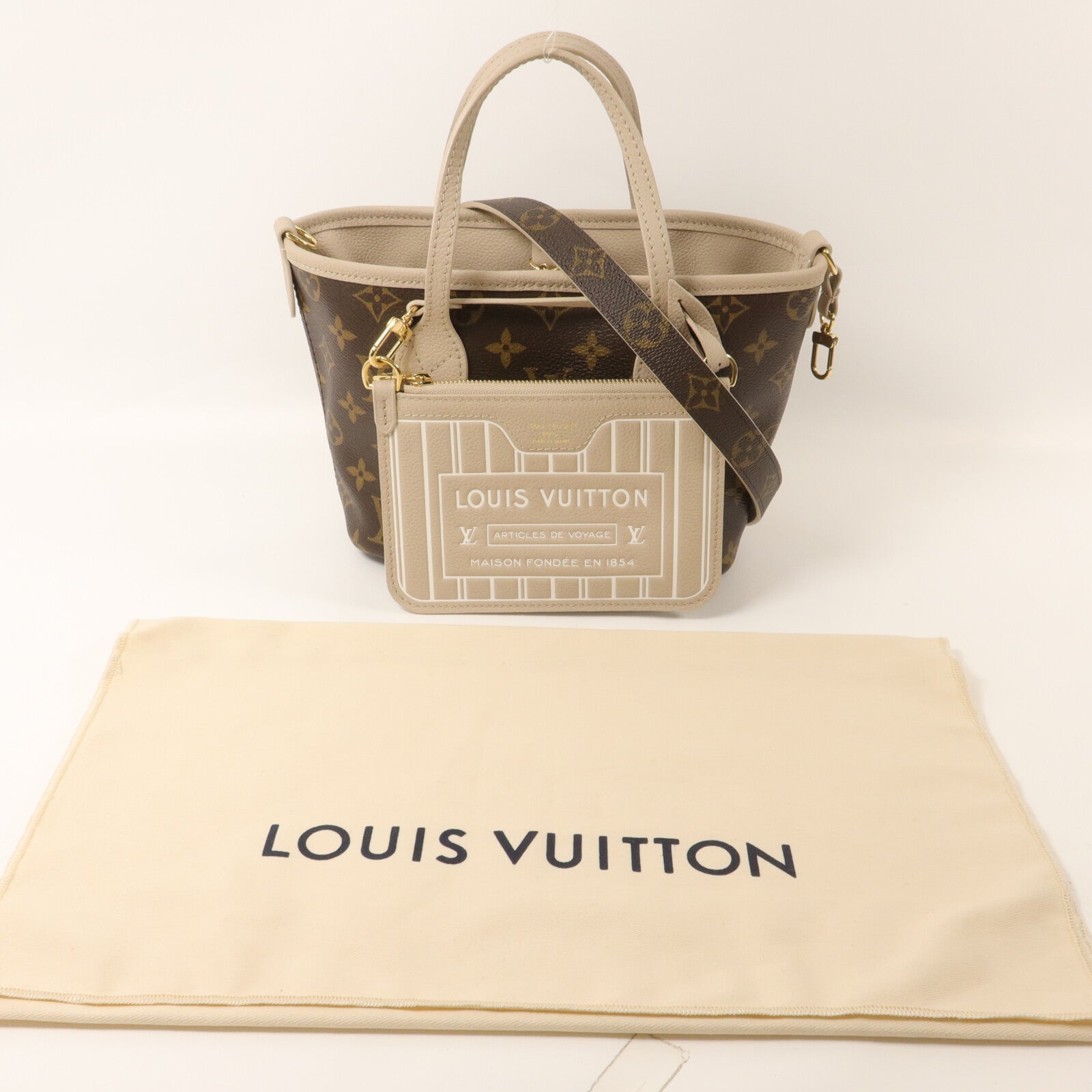 LOUIS VUITTON Monogram Neverfull Inside Out BB手挽肩背兩用袋