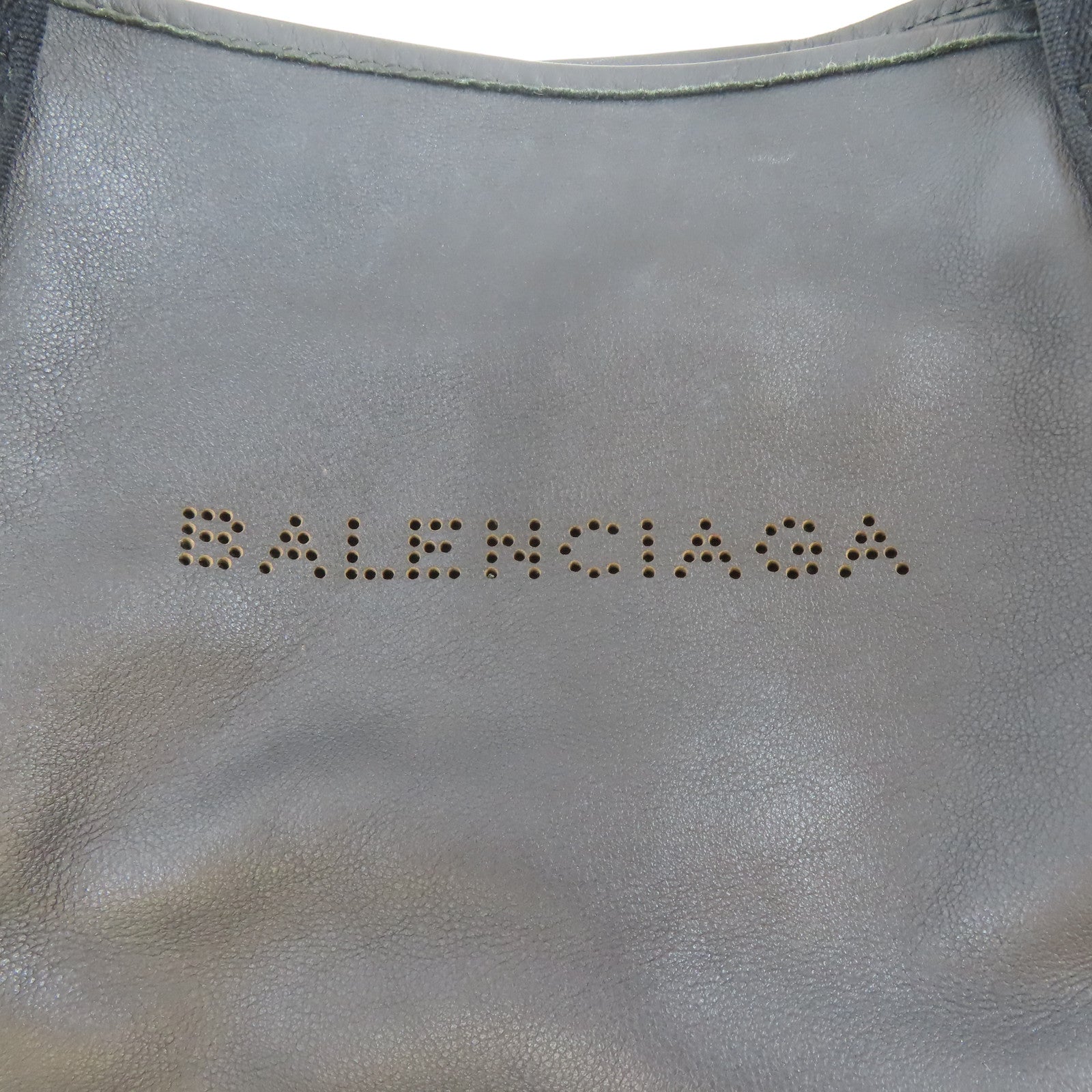 BALENCIAGA 羊皮皮革Navy Cabas銀扣手挽袋黑色