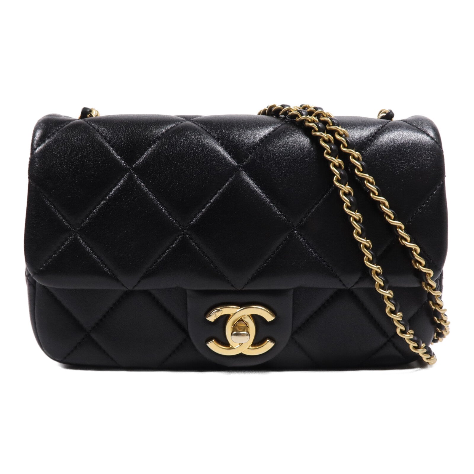 CHANEL 羊皮皮革Chain Shoulder Bag金扣鏈帶肩背袋