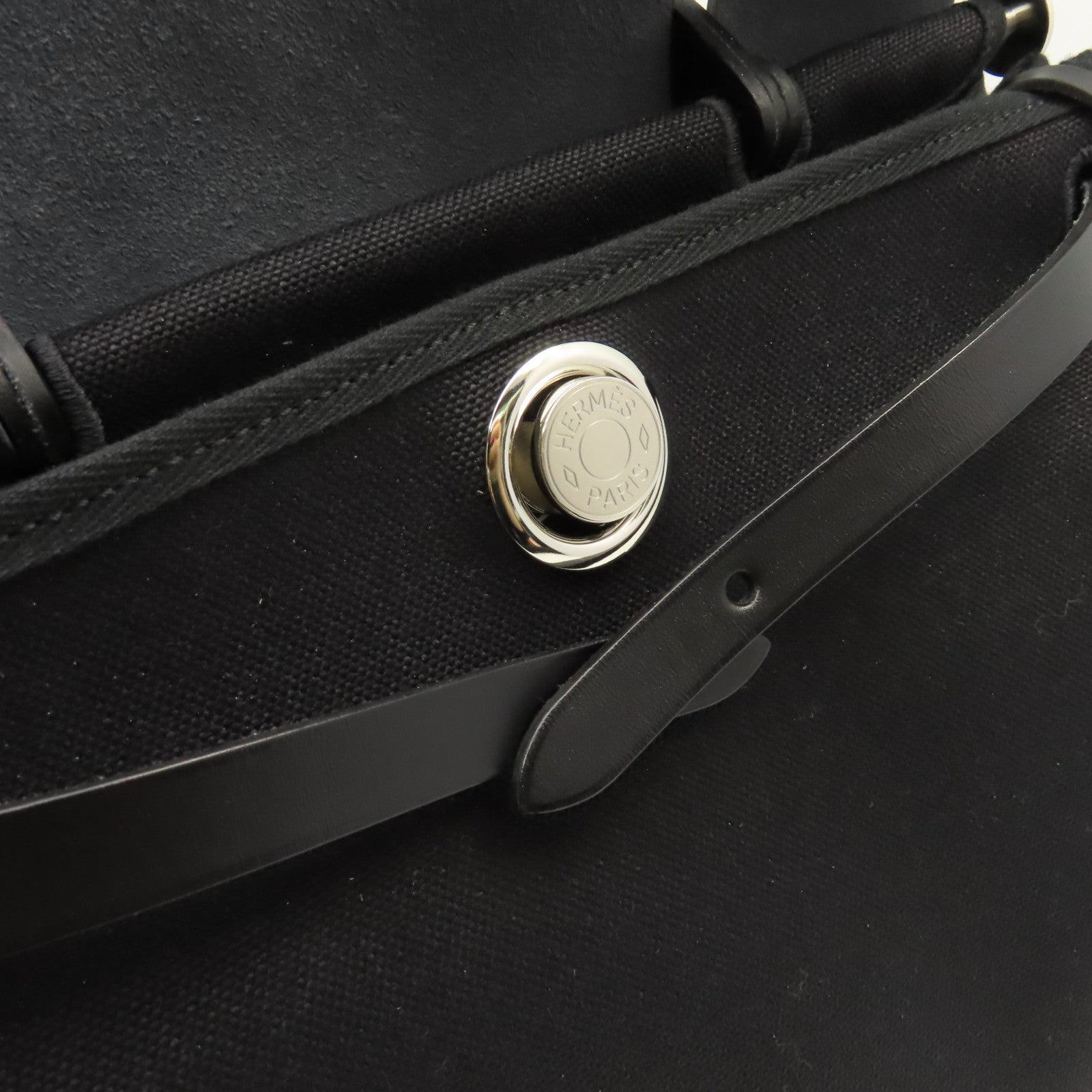 HERMES 帆布Herbag PM 2Way Shoulder Bag銀扣手挽肩背兩用袋黑色