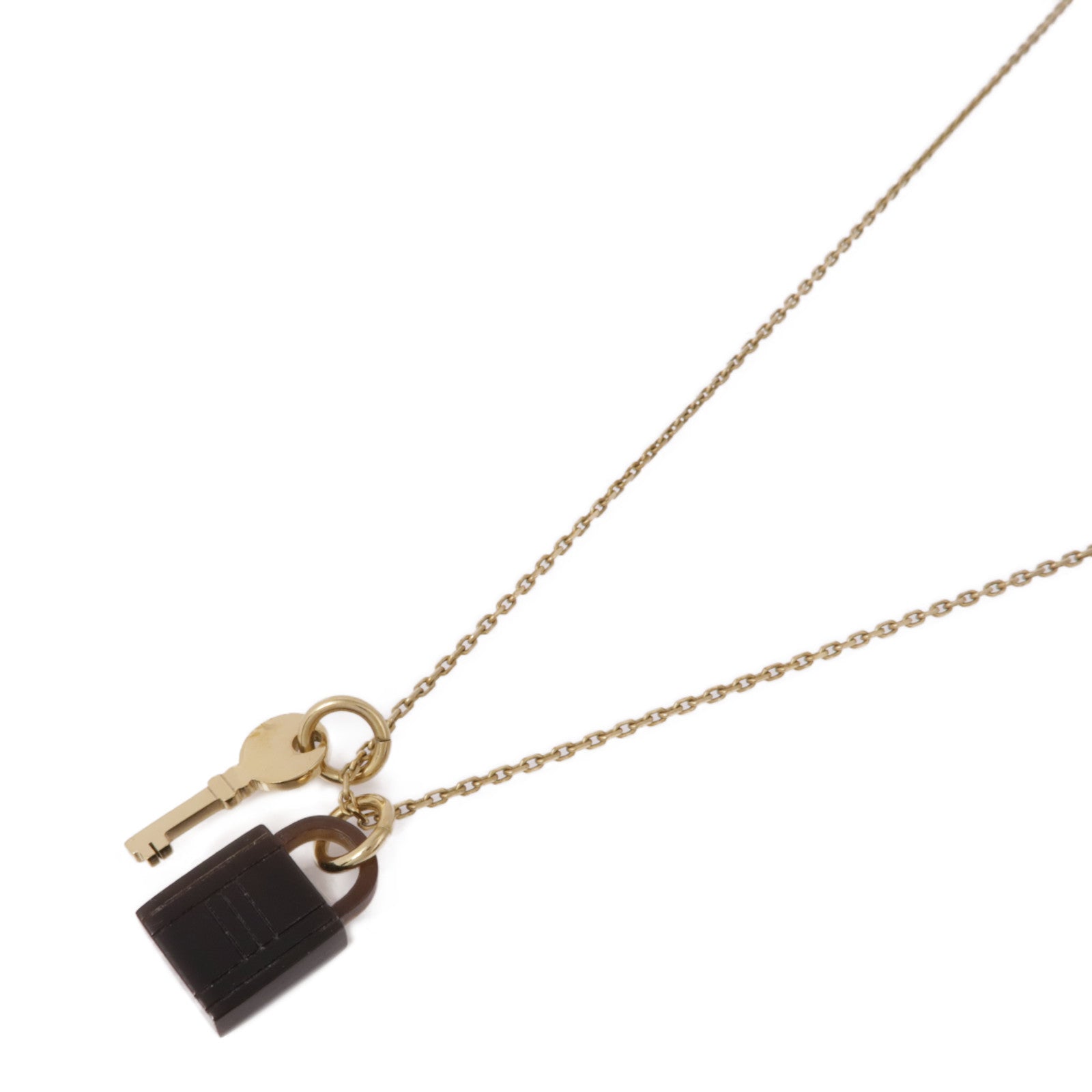 HERMES 金屬/水牛角Amulette Padlock Pendant項鍊