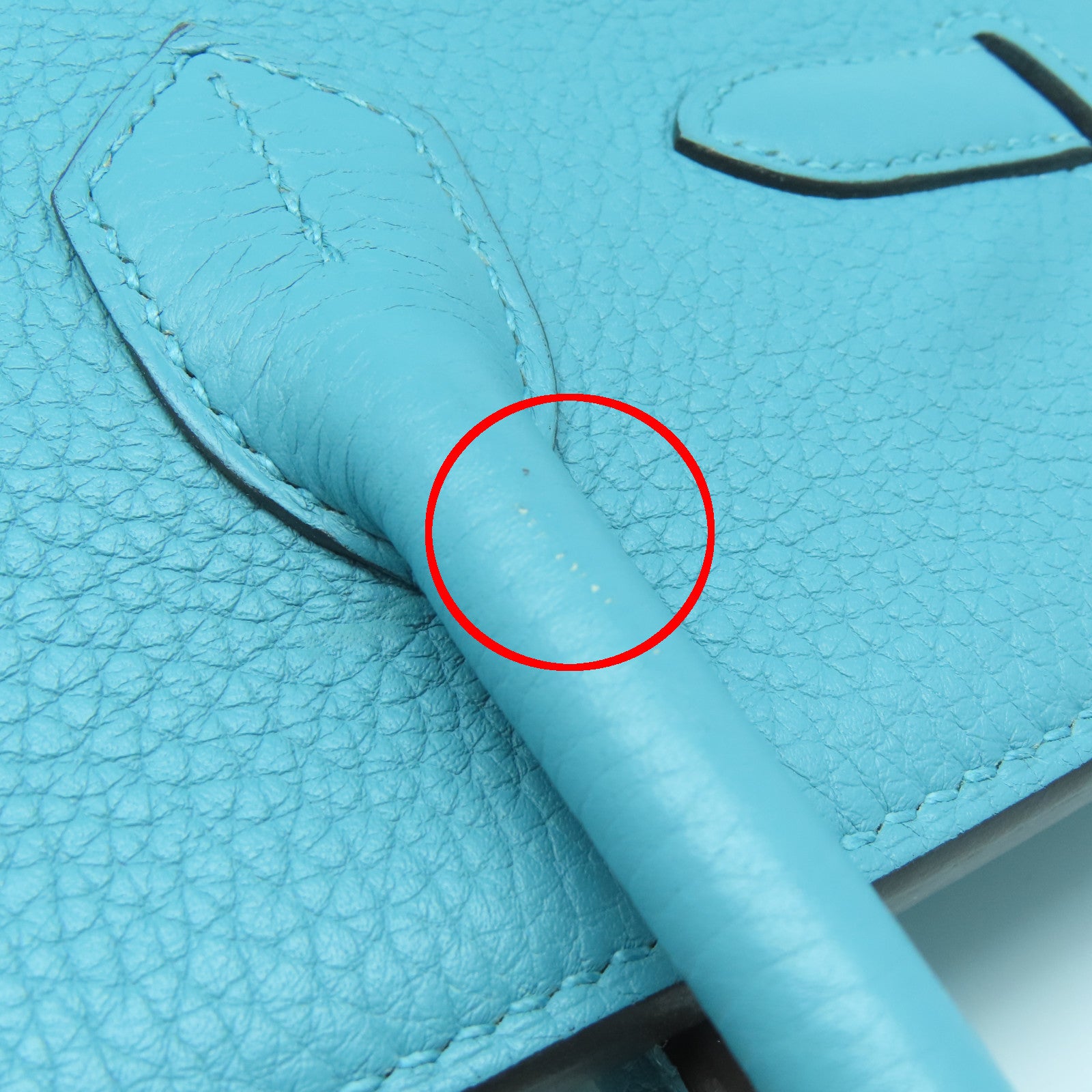 HERMES 【清倉大減價】Clemence皮革Birkin 30金扣手挽袋聖西爾水藍
