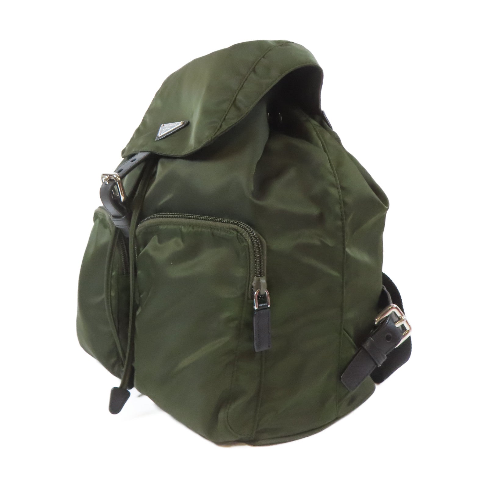 PRADA 尼龍Rucksack銀扣背包綠色