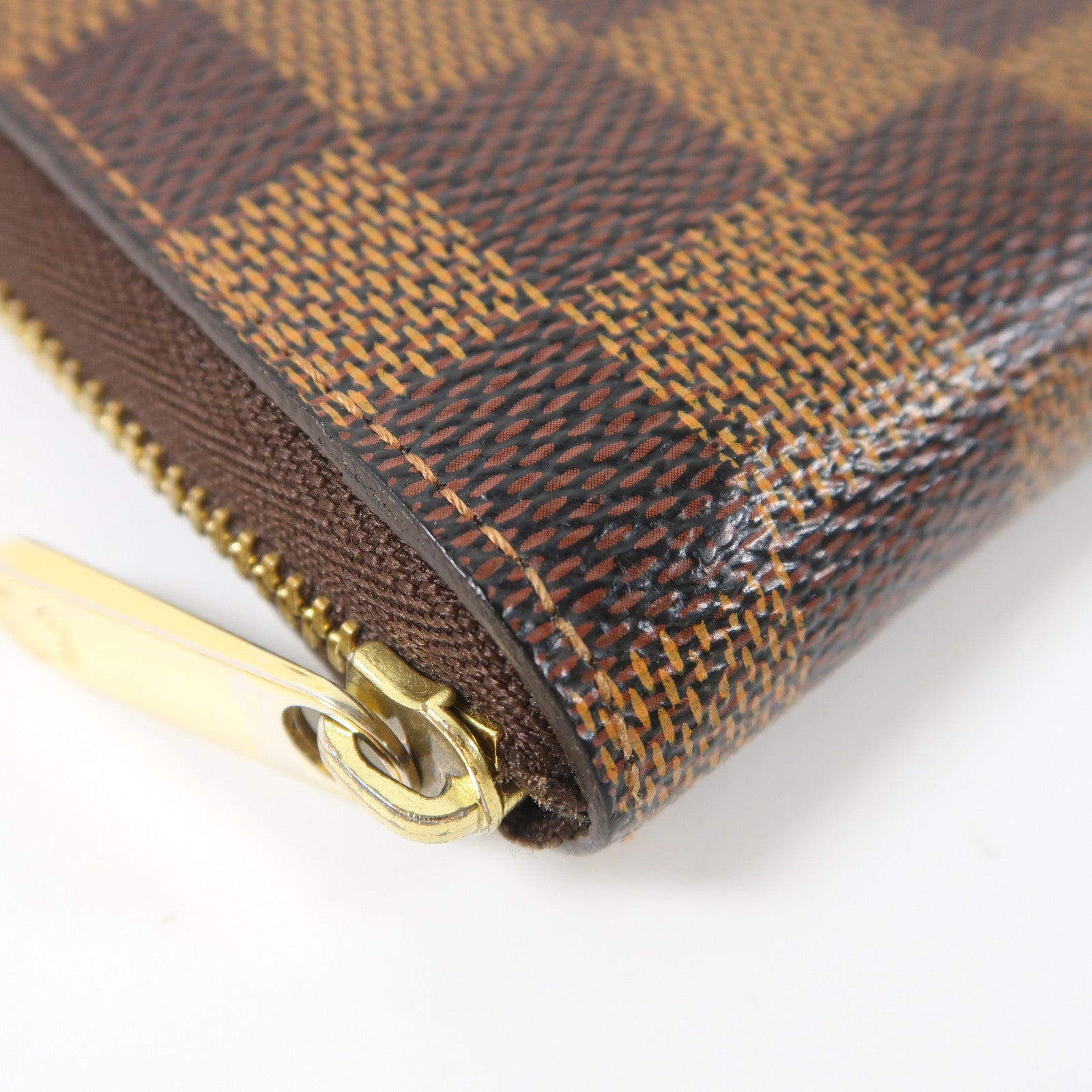 LOUIS VUITTON Damier Zipper Wallet金扣短錢包啡色