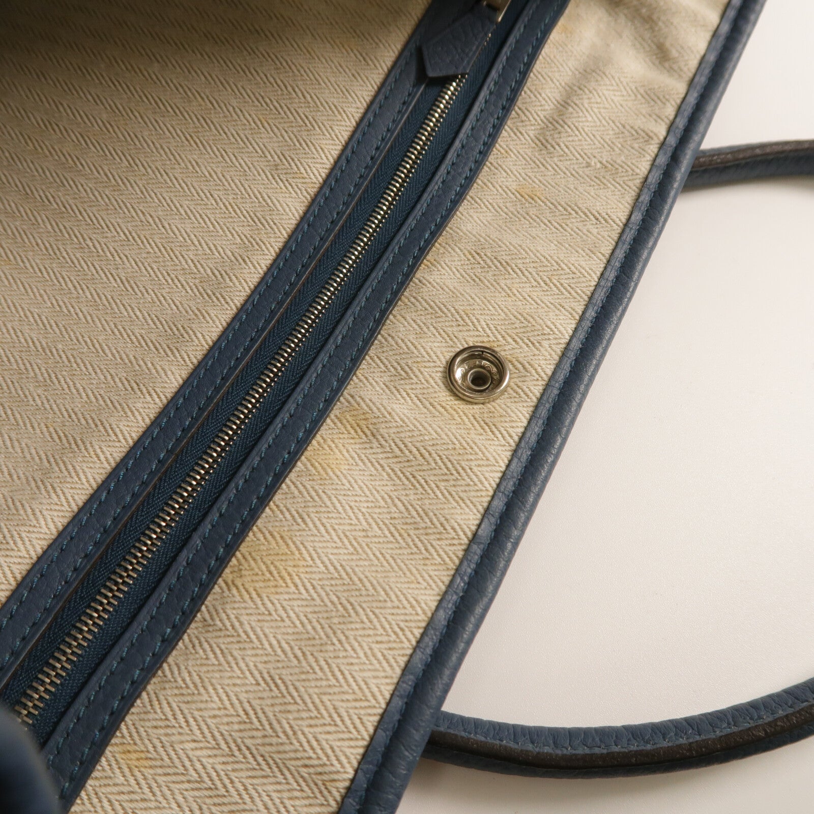 HERMES Country皮革Garden Party PM銀扣手挽袋Azure Blue