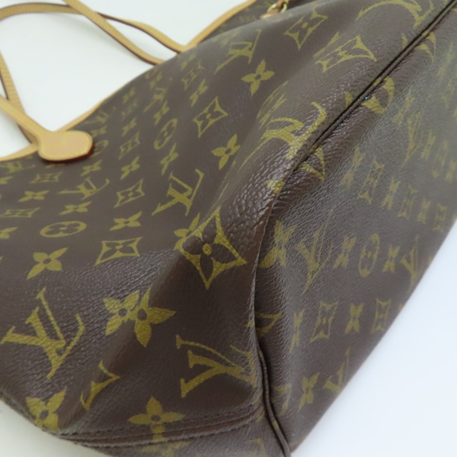 LOUIS VUITTON Monogram Neverfull PM金扣手挽袋啡色