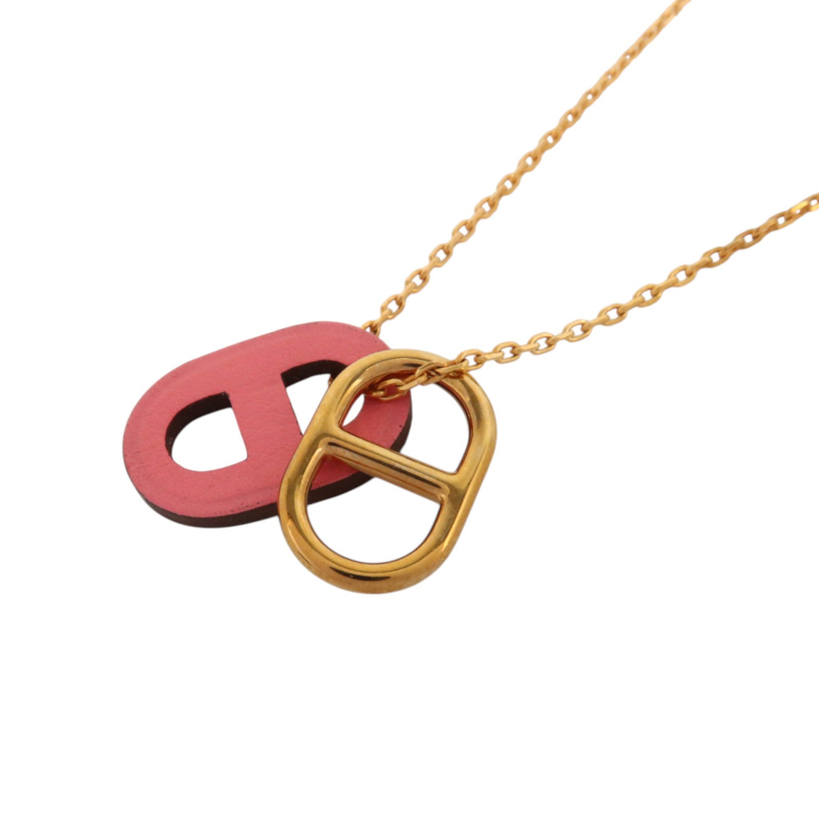 HERMES Swift皮革/金屬O'Maillon Pendant Necklace項鏈