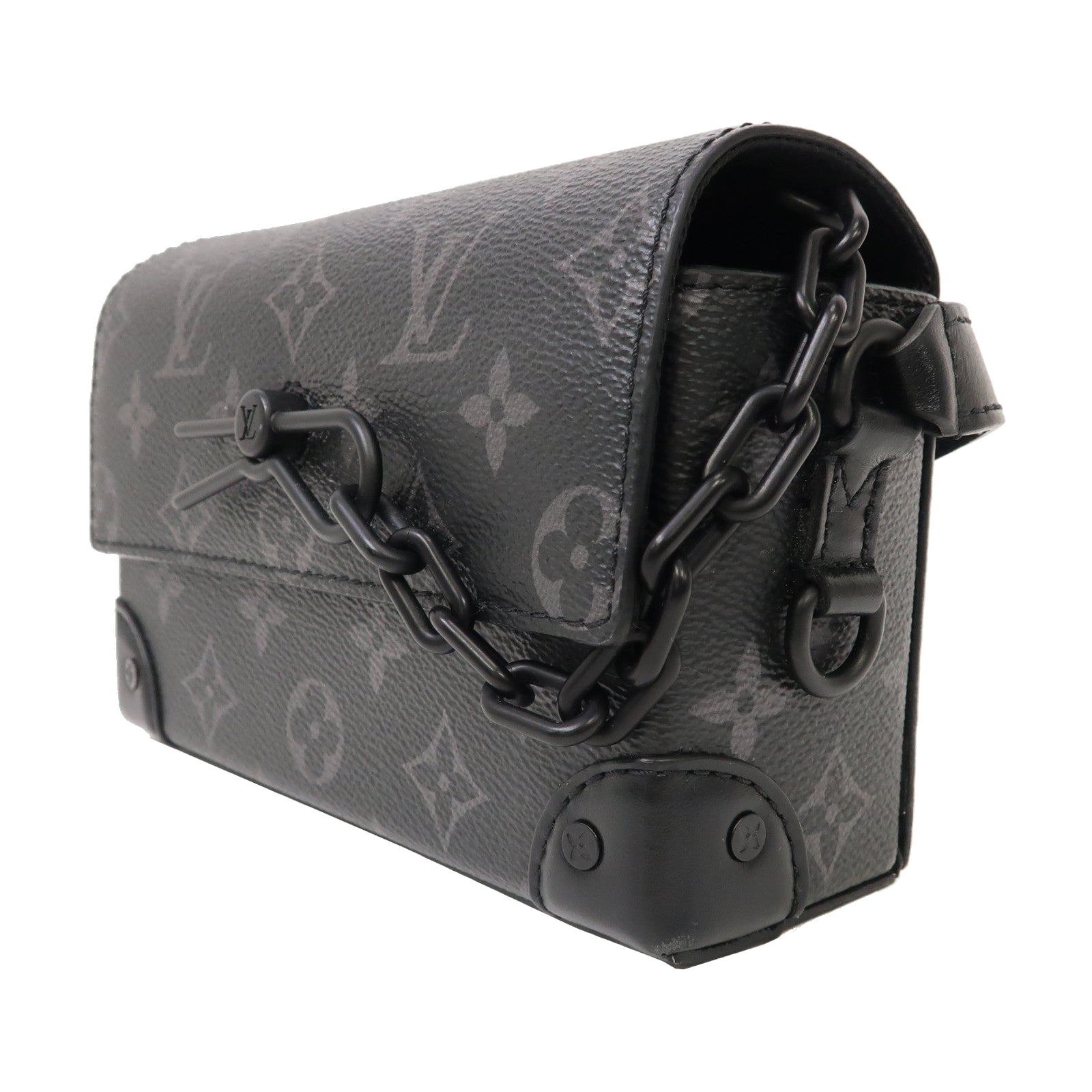 LOUIS VUITTON Monogram Eclipse Steamer肩背袋黑色