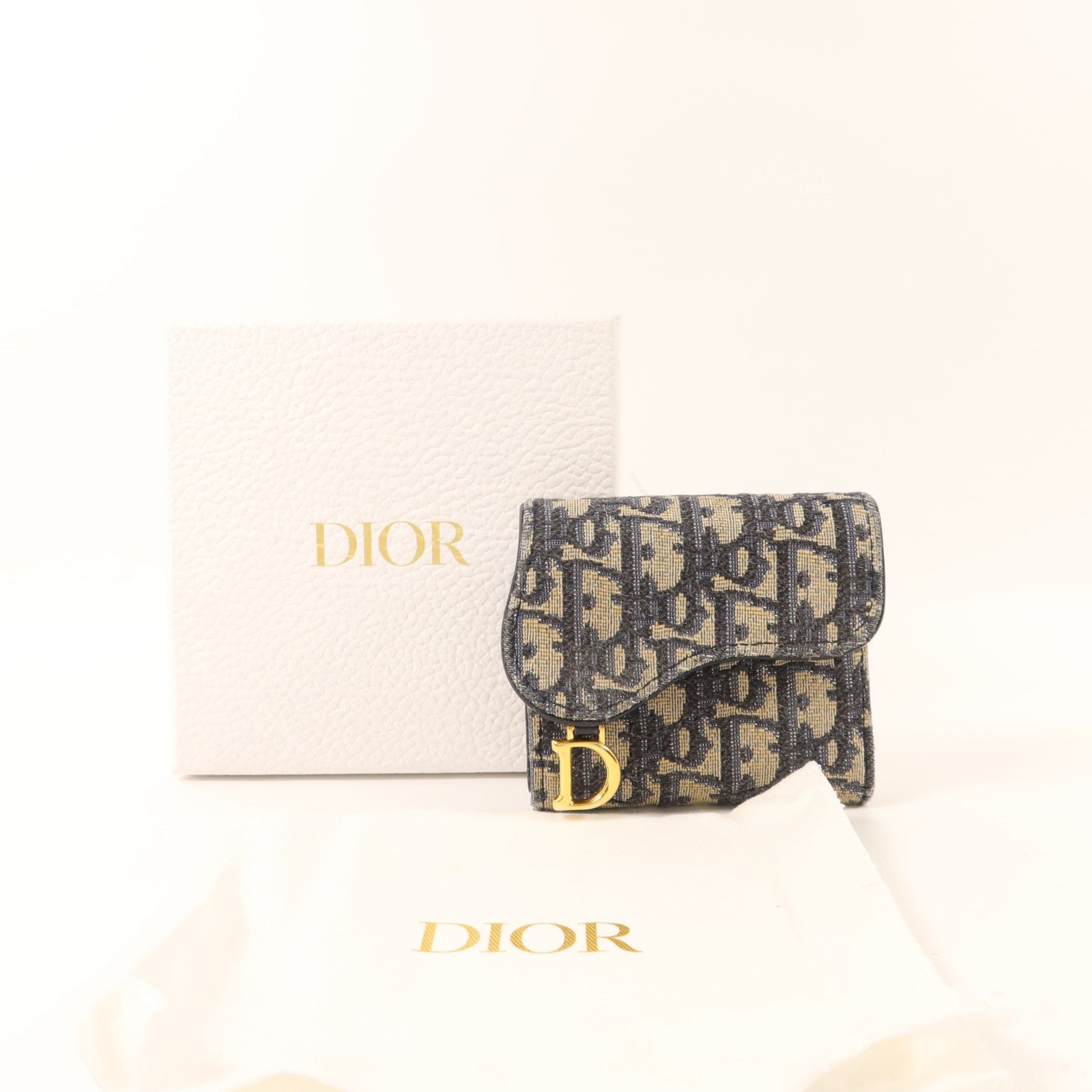 Dior 帆布Saddle Wallet金扣錢包