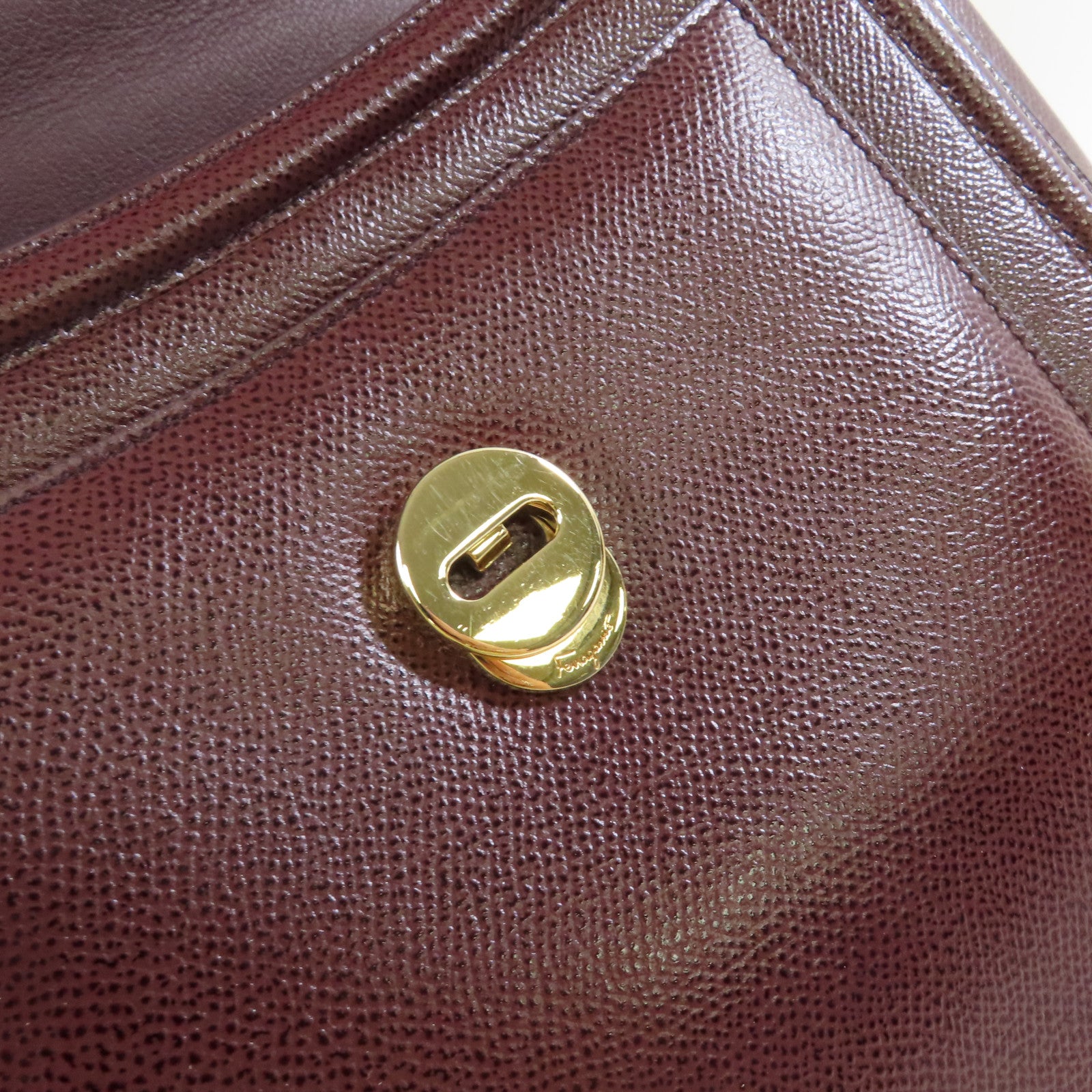 Salvatore Ferragamo 牛皮皮革2Way Shoulder Bag金扣手挽肩背兩用袋酒紅色