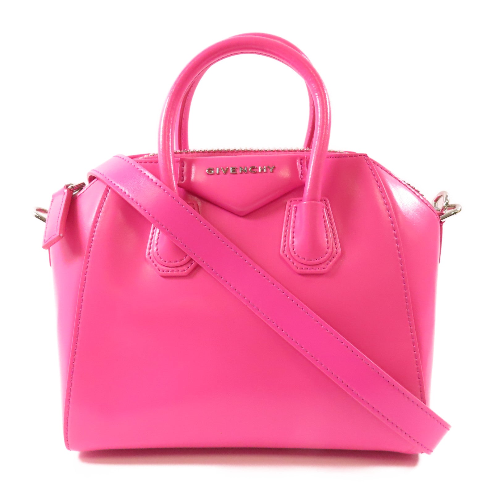 GIVENCHY 牛皮皮革Mini Antigona銀扣手挽肩背兩用袋