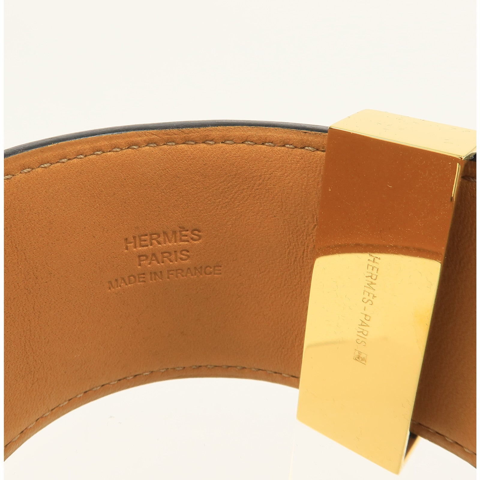 HERMES Swift皮革Collier De Chien Bangle金扣金扣Dark Brown