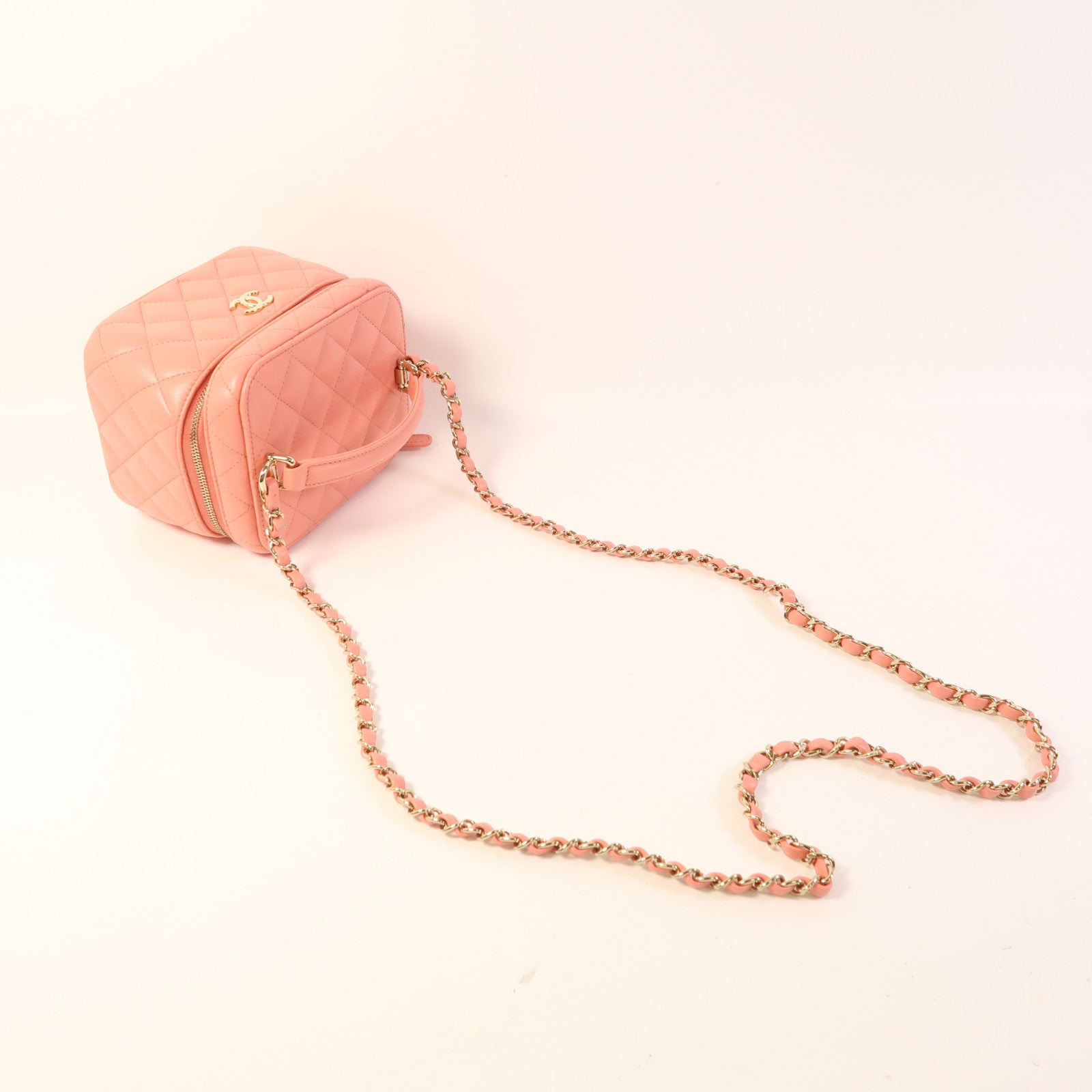 CHANEL 羊皮皮革Vanity Case金扣手挽肩背兩用袋