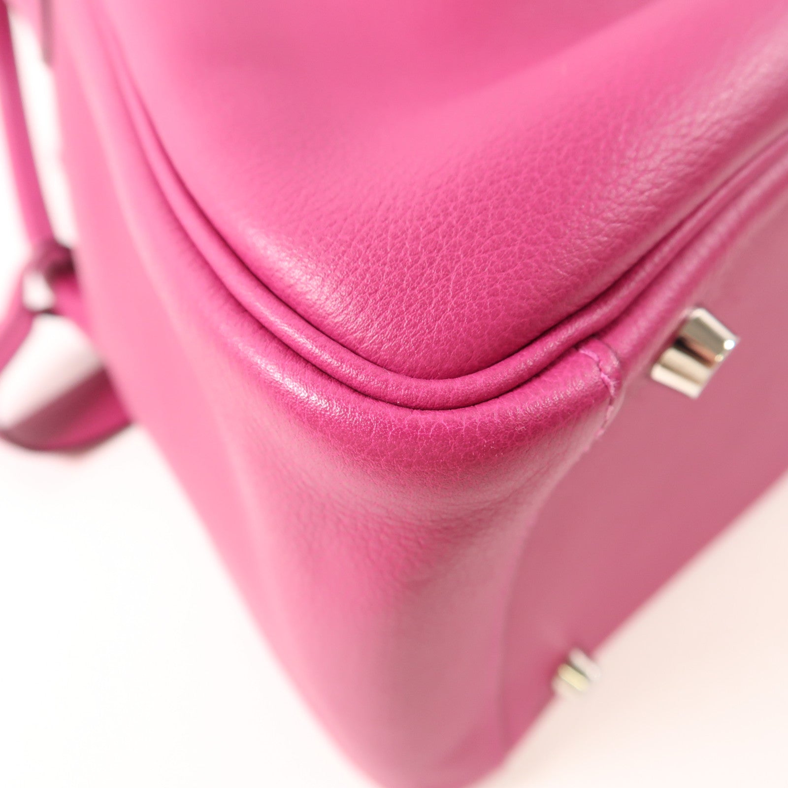 HERMES PHW Lindy 30 2 Way Shoulder Handbag Evercolor Leather Rose Purple