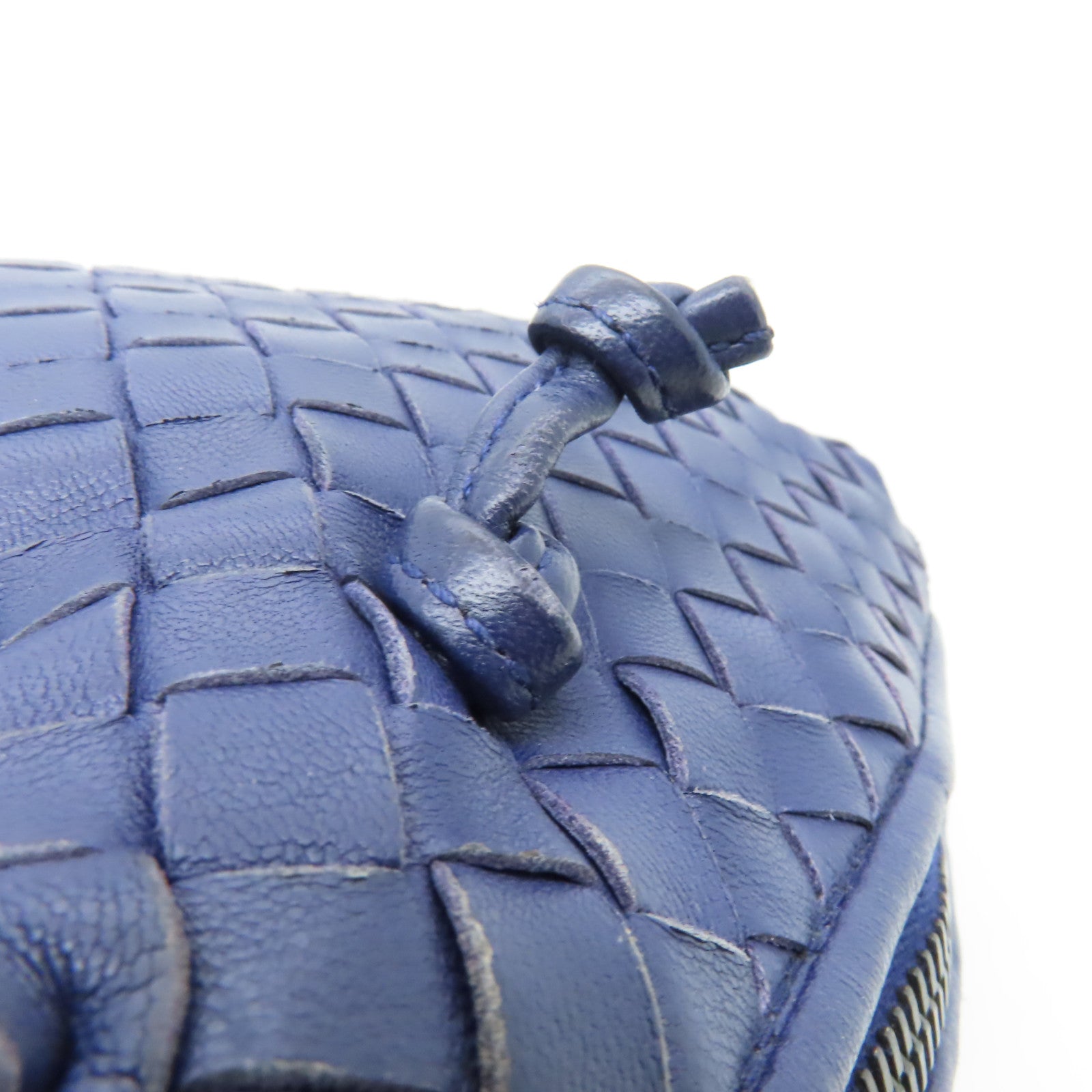 BOTTEGA VENETA 織紋皮革Shoulder Bag銀扣肩背袋藍色