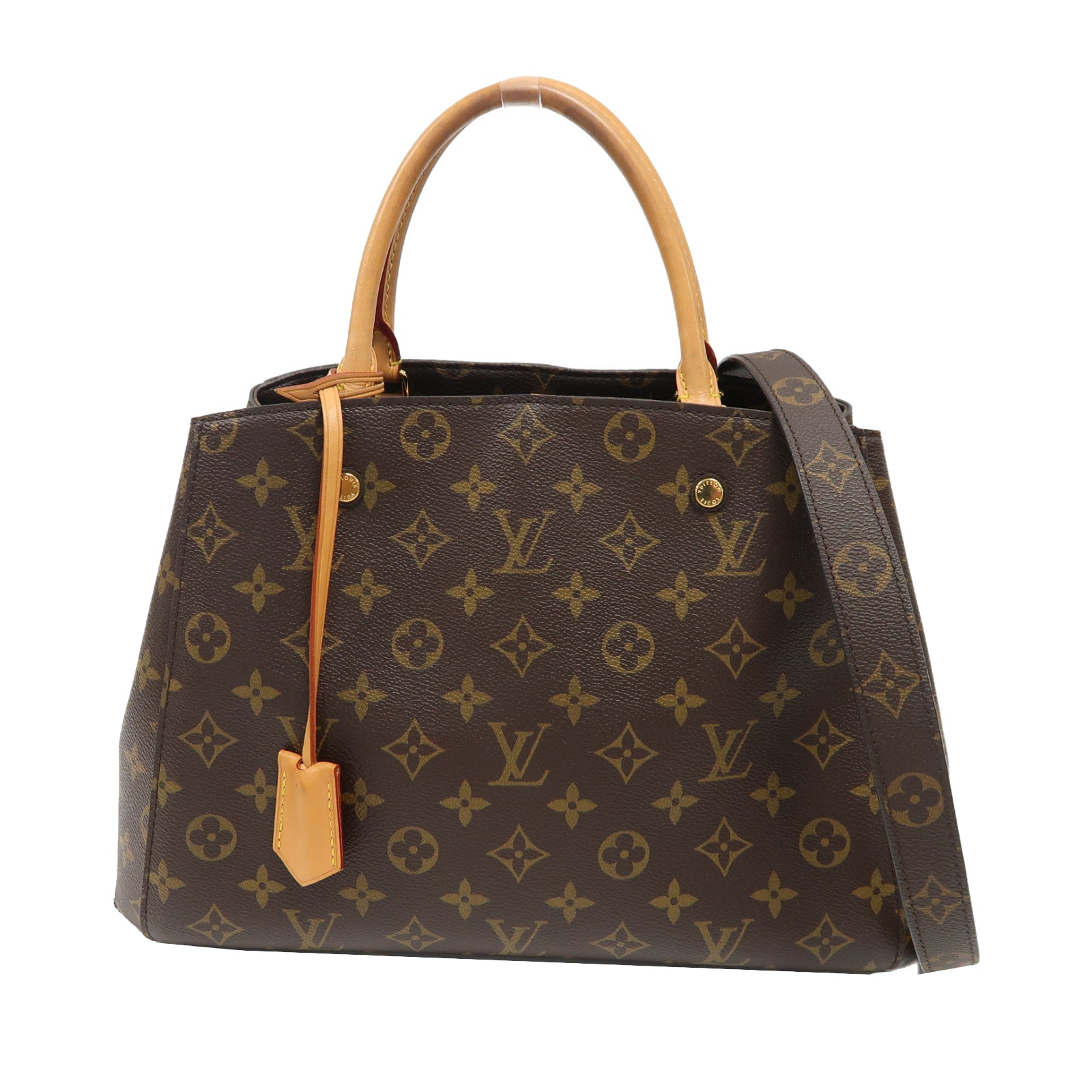 LOUIS VUITTON 【激減優惠】Monogram Montaigne MM金扣手挽肩背兩用袋啡色
