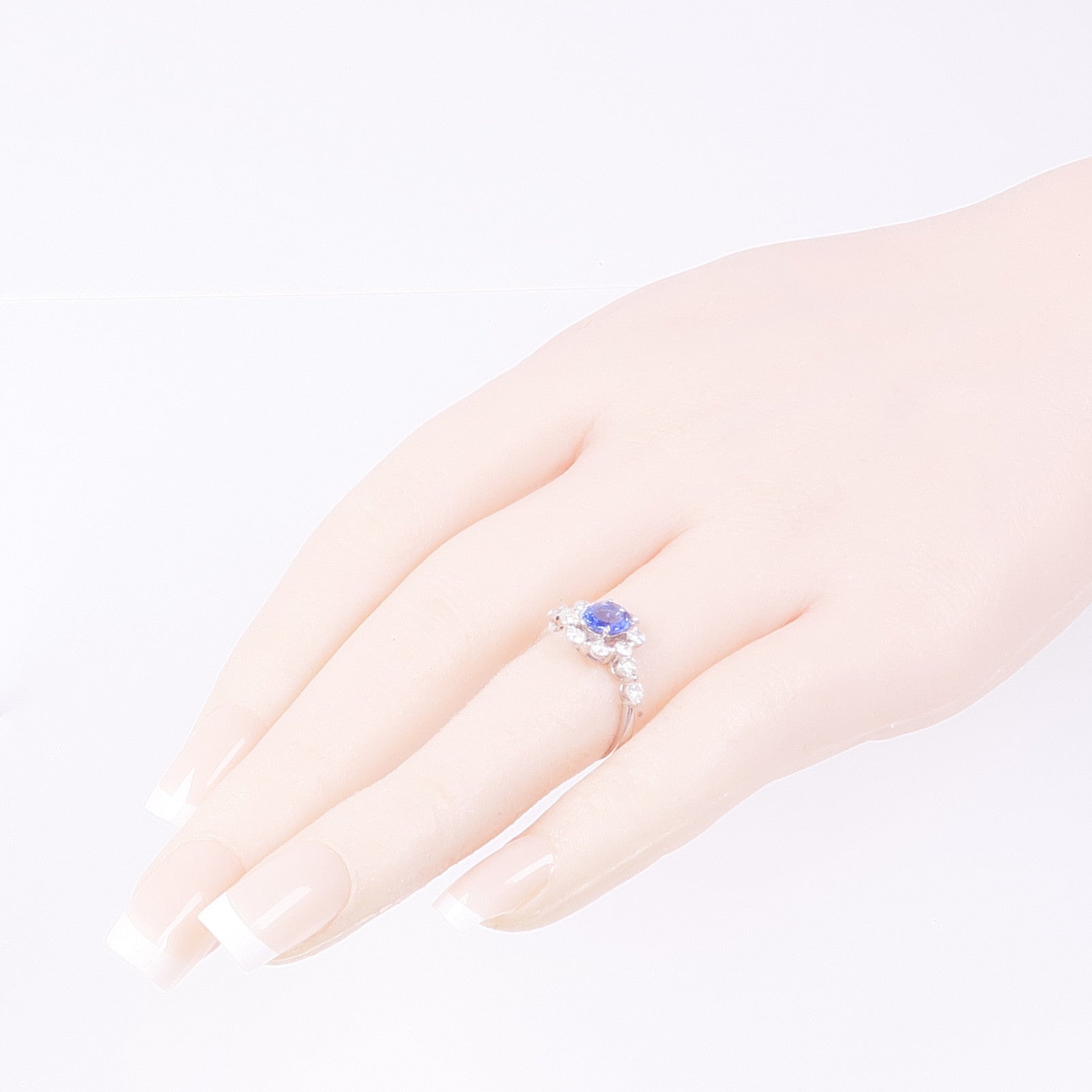 JEWELRY PT900鉑金Sapphire Diamond Ring藍寶石/鑽石戒指US#5.5