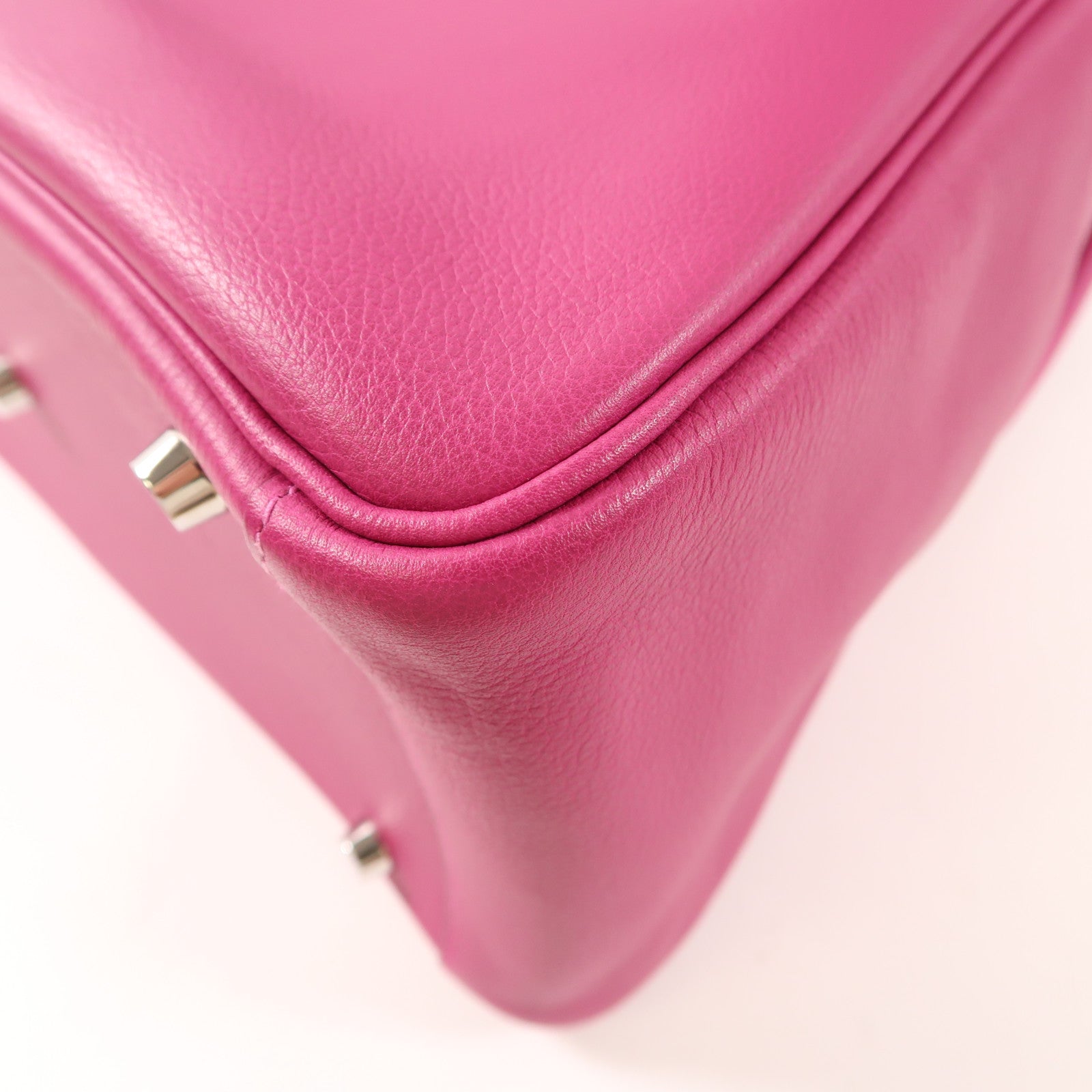 HERMES PHW Lindy 30 2 Way Shoulder Handbag Evercolor Leather Rose Purple