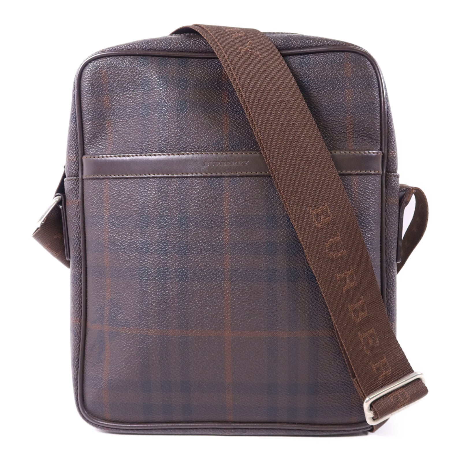 BURBERRY 塗層帆布Shoulder Bag銀扣肩背袋