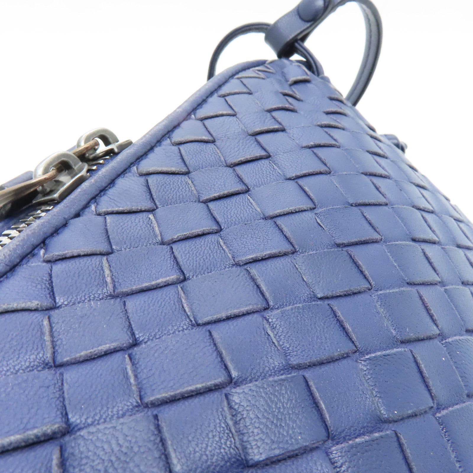 BOTTEGA VENETA 織紋皮革Shoulder Bag銀扣肩背袋藍色
