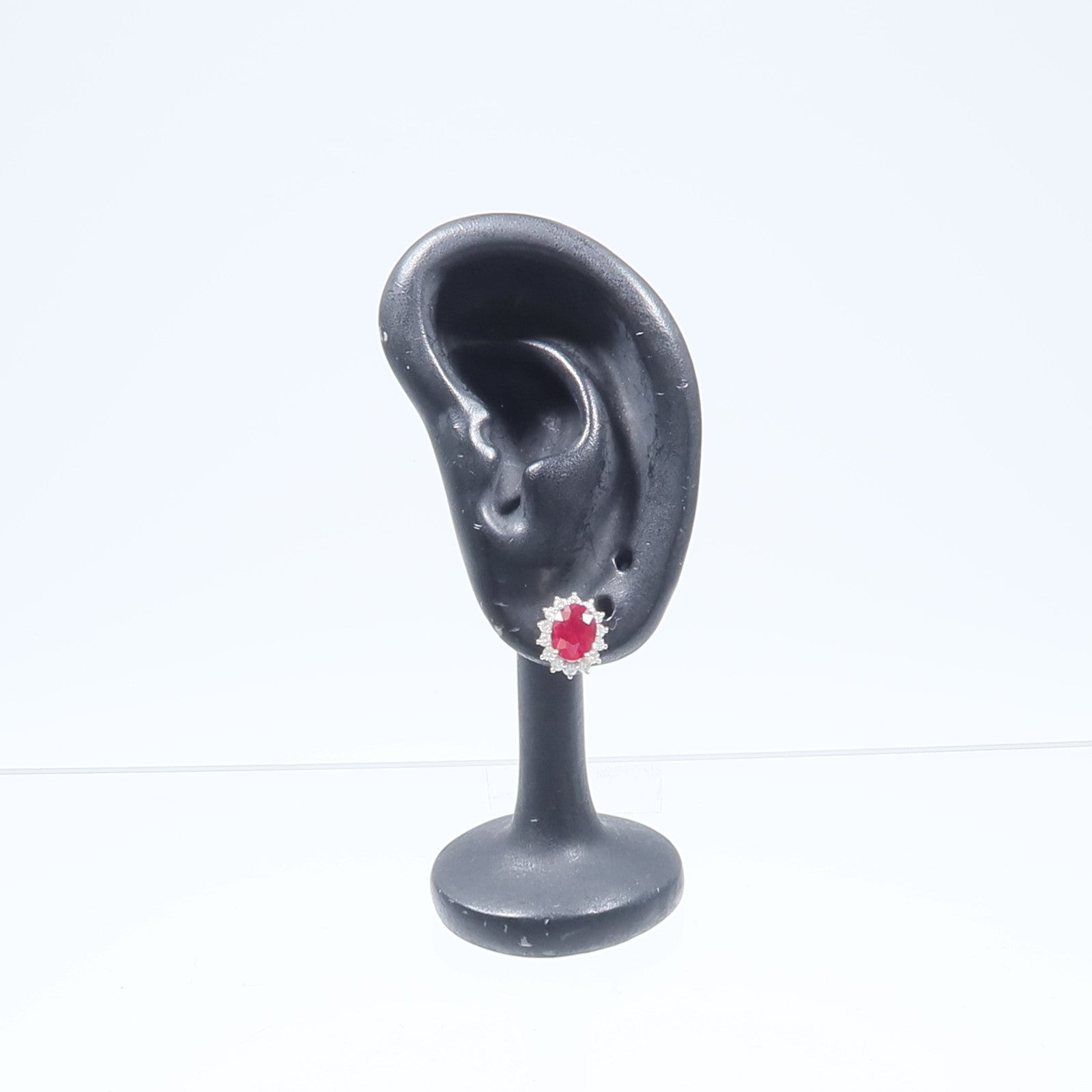 JEWELRY 18K白金Ruby Diamond Earrings紅寶石/鑽石耳環