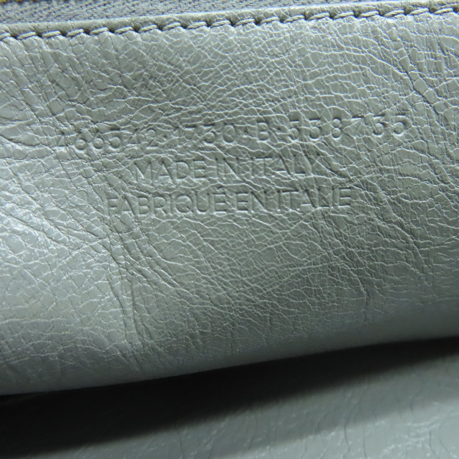 BALENCIAGA Cowhide Leather 2Way Shoulder Gold Buckle Handle Shoulder Bag Gray