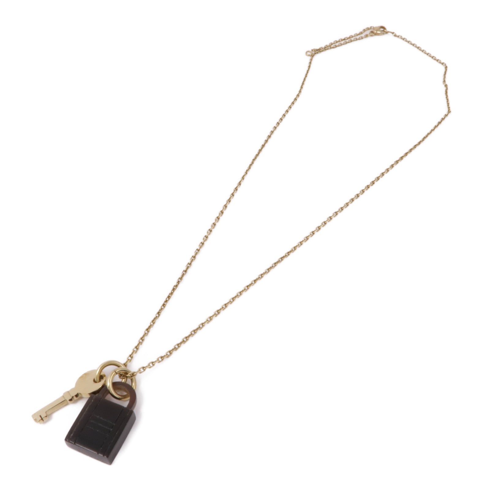 HERMES 金屬/水牛角Amulette Padlock Pendant項鍊