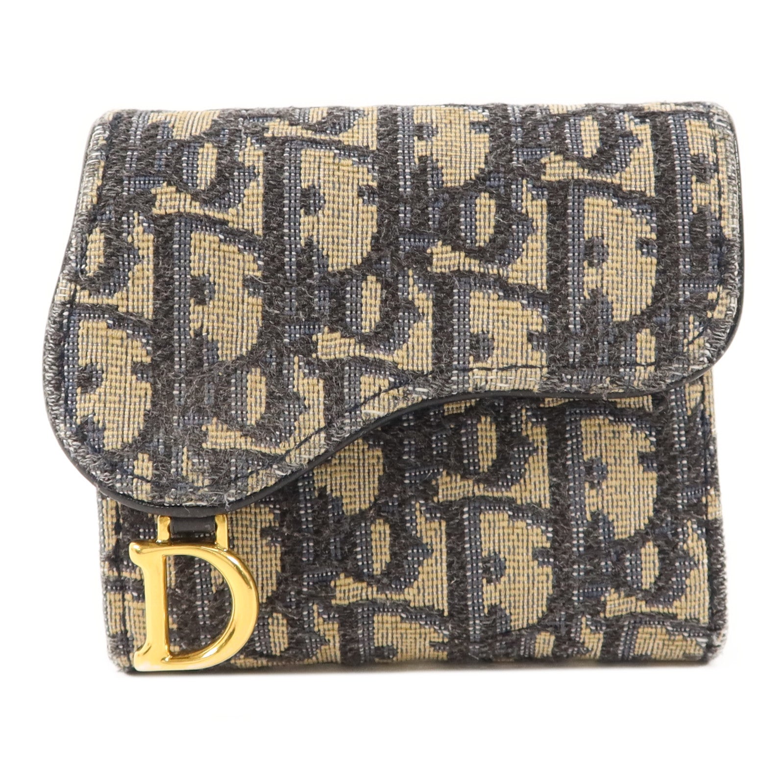 Dior 帆布Saddle Wallet金扣錢包
