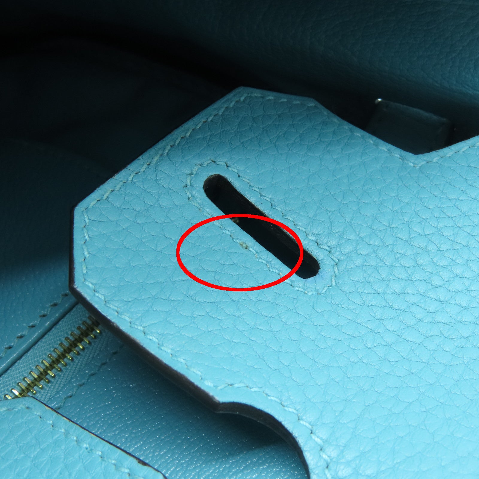 HERMES 【清倉大減價】Clemence皮革Birkin 30金扣手挽袋聖西爾水藍