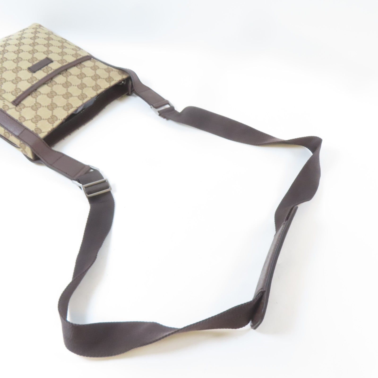 GUCCI 帆布Canvas Shoulder Bag銀扣肩背袋啡色