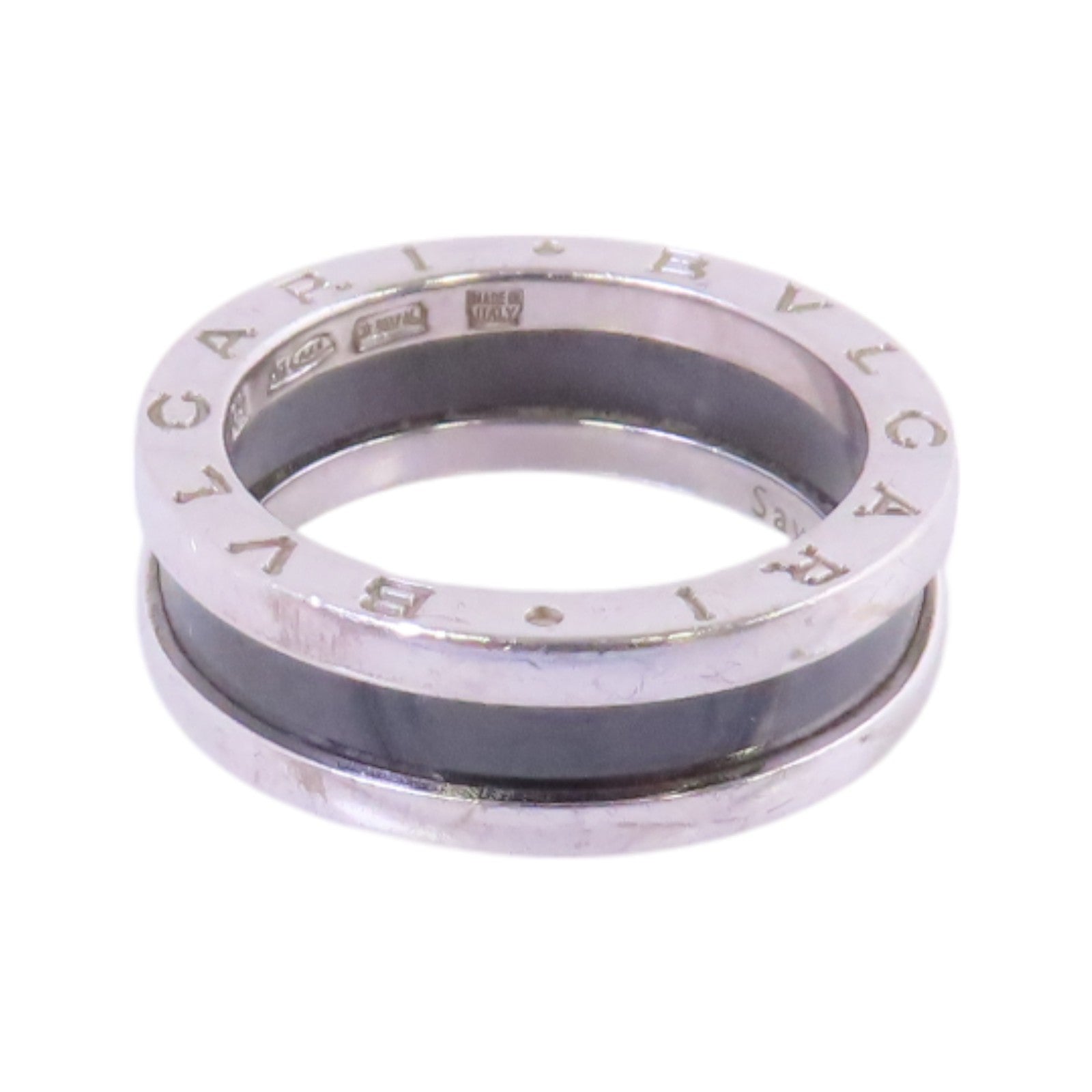 BVLGARI 925純銀/陶瓷Save The Children Ring 2-Band Ring戒指US#5.5
