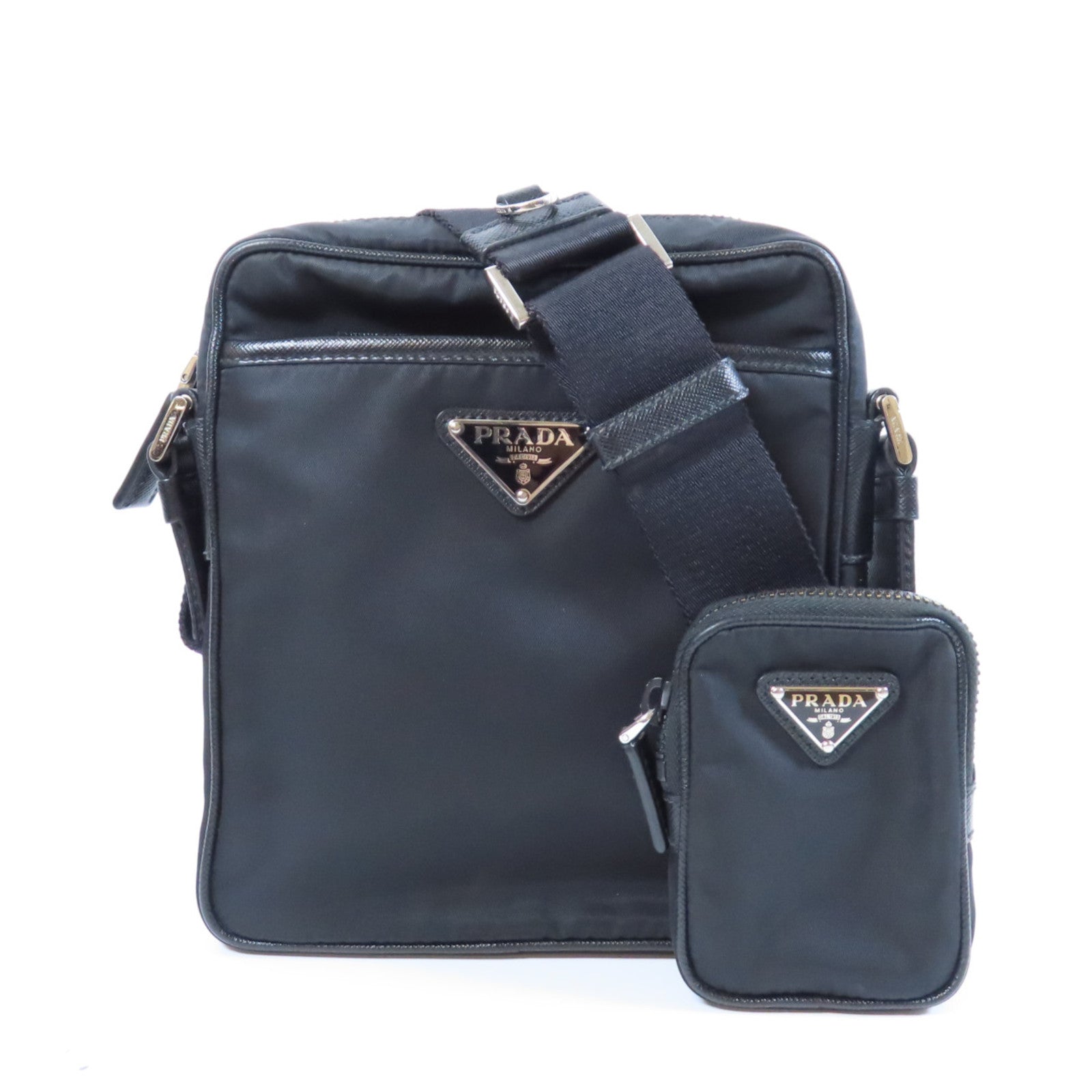 PRADA 【激減優惠】尼龍Shoulder Bag銀扣肩背袋黑色