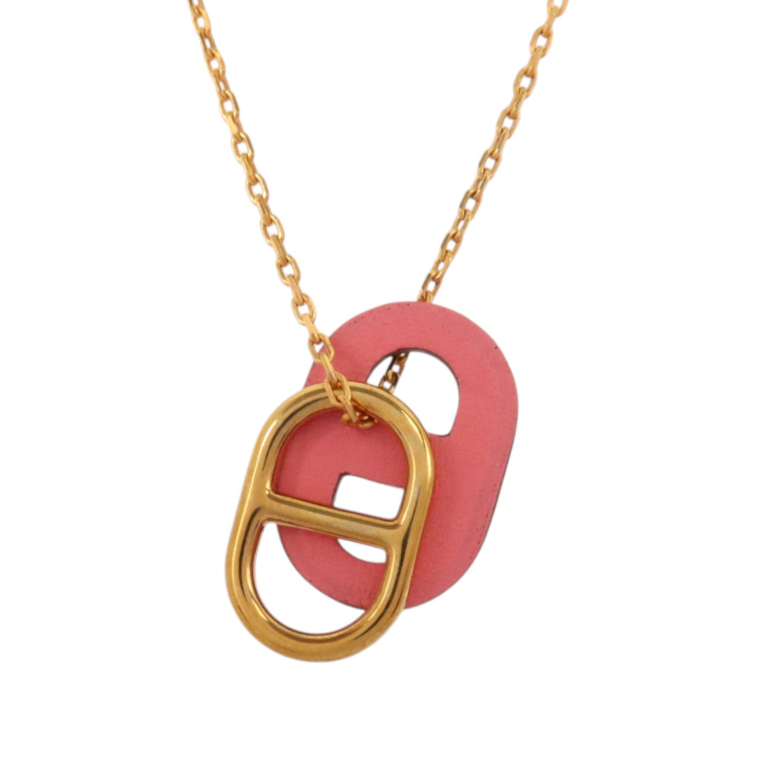 HERMES Swift皮革/金屬O'Maillon Pendant Necklace項鏈