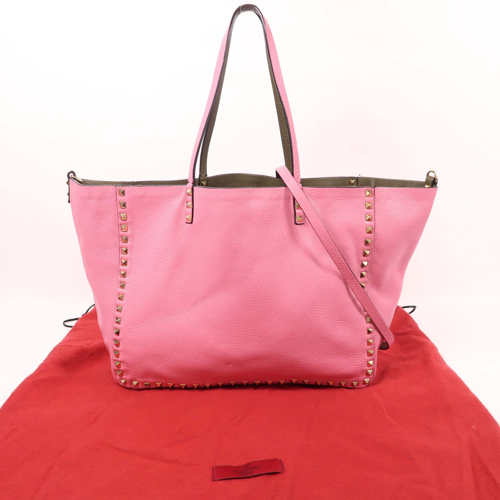 Valentino 牛皮皮革2 Way Shoulder金扣手挽肩背兩用袋