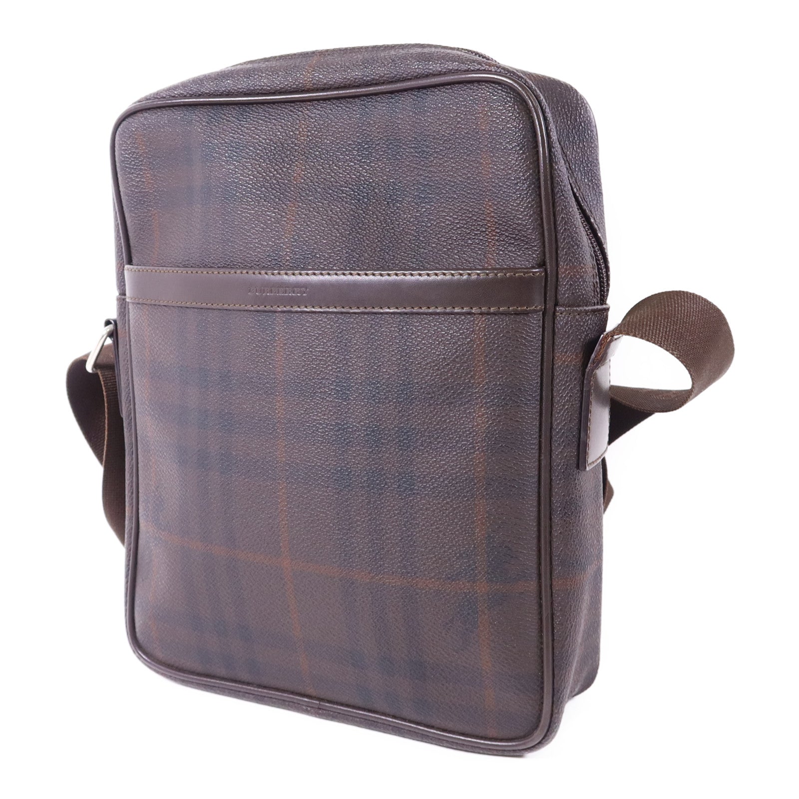 BURBERRY 塗層帆布Shoulder Bag銀扣肩背袋