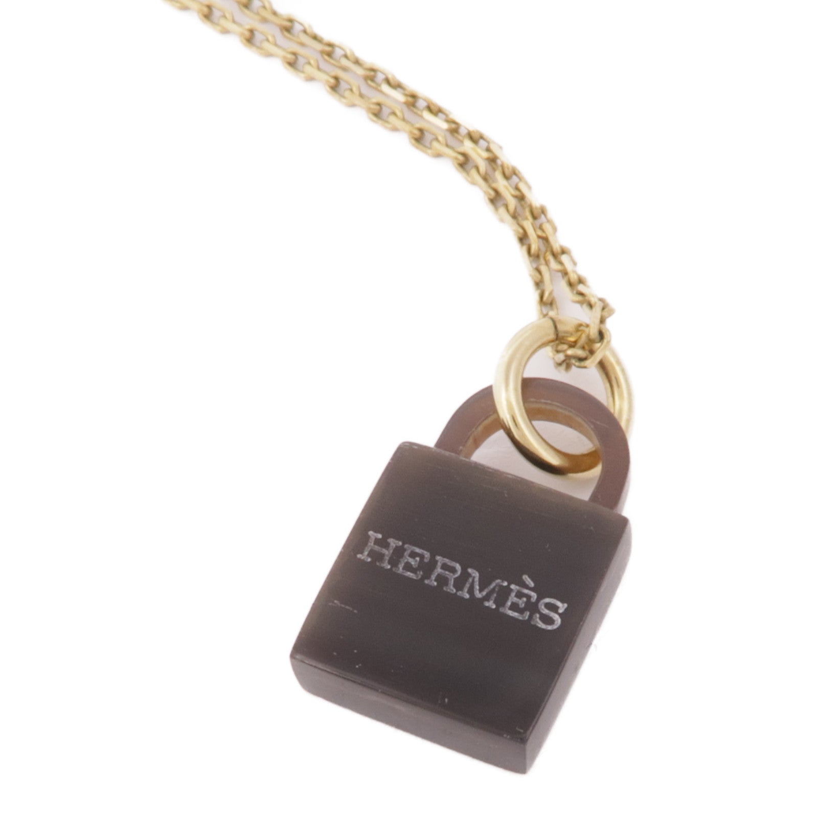 HERMES 金屬/水牛角Amulette Padlock Pendant項鍊