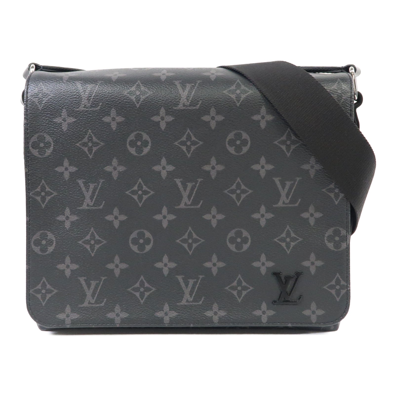 LOUIS VUITTON Monogram Eclipse District PM銀扣肩背袋黑色