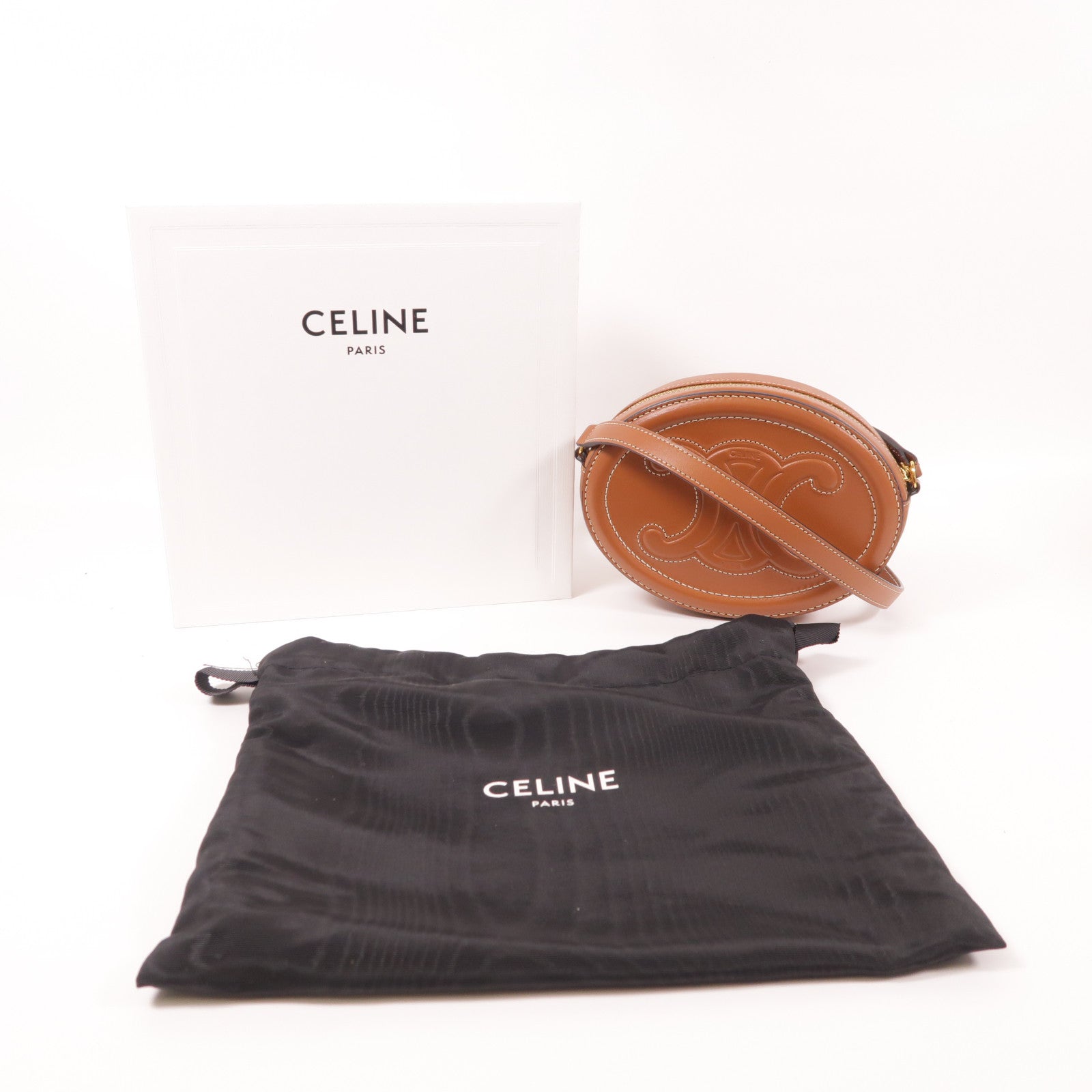 CELINE 皮革Oval Purse Cuir Triomphe金扣肩背袋